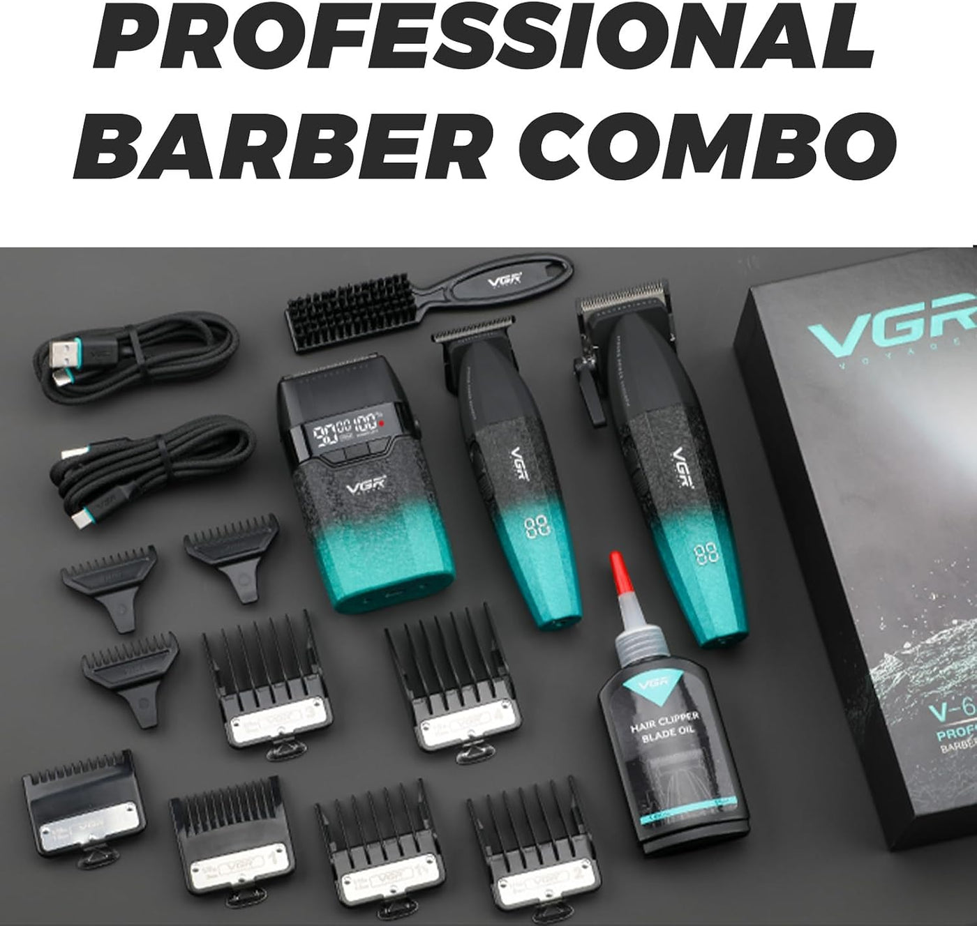 VGR 640S3 - Kit profesional de corte de cabello 3 en 1, 9000 rpm, c...