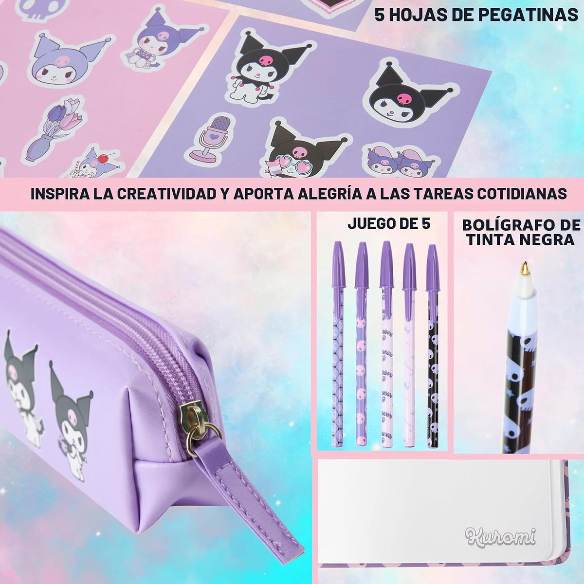 Get Trend Kuromi Sanrio - Juego de papelería para niñas, 4 piezas |...