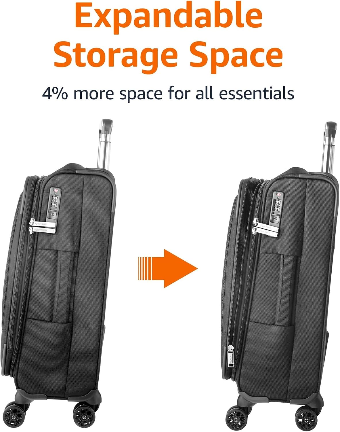 Amazon Basics Equipaje Blando, Negro, 20 pulg.