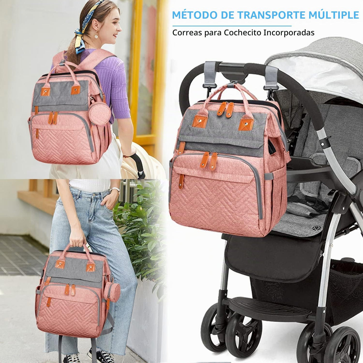 KABAQOO Mochila para pañales con estación de cambio desmontable, bo...