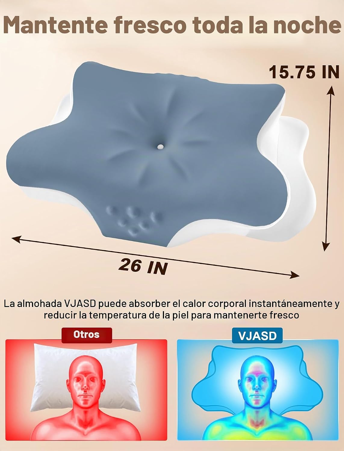 Almohada cervical para el cuello para aliviar el dolor, almohada er...