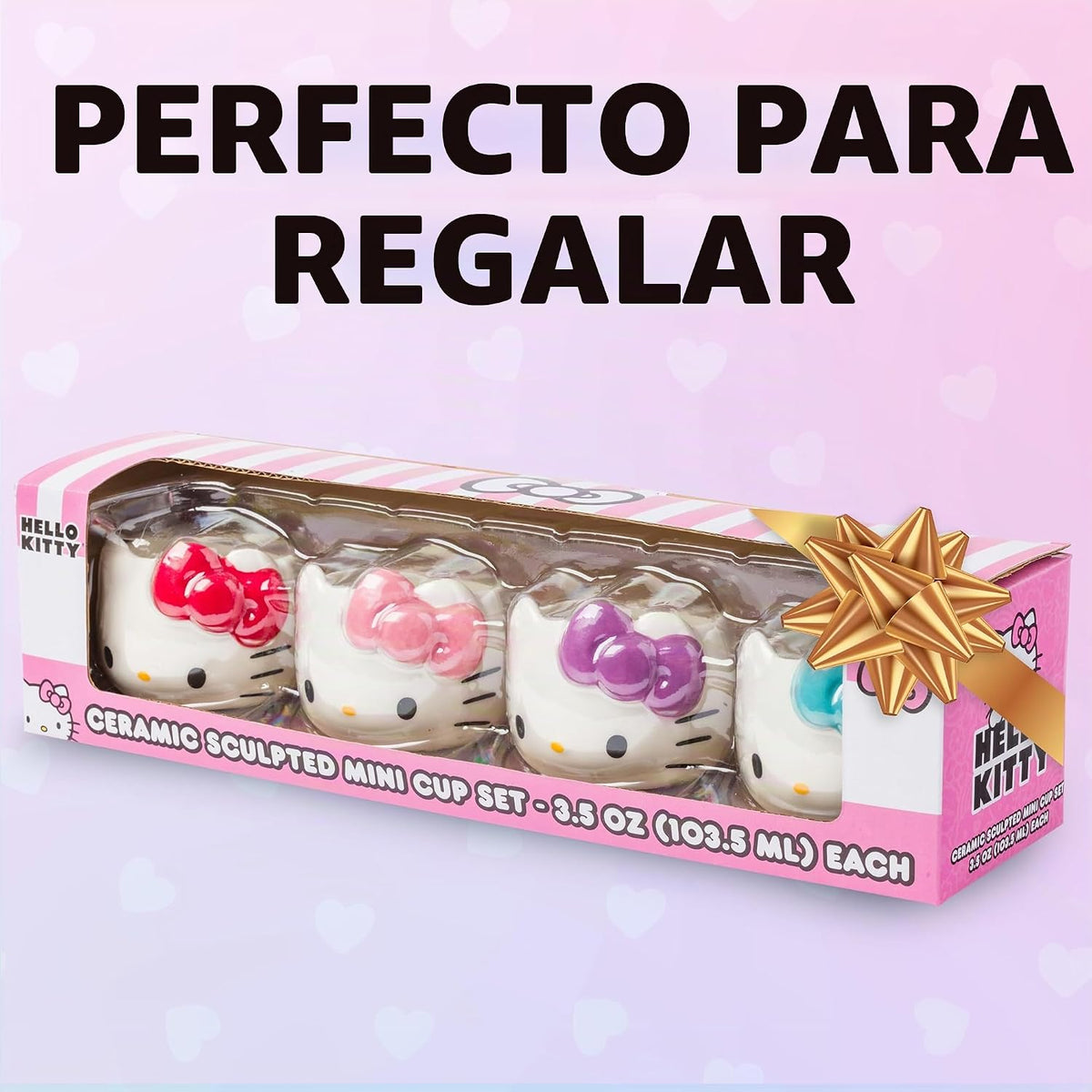 Silver Buffalo Sanrio Hello Kitty - Juego de 4 mini tazas de cerámi...