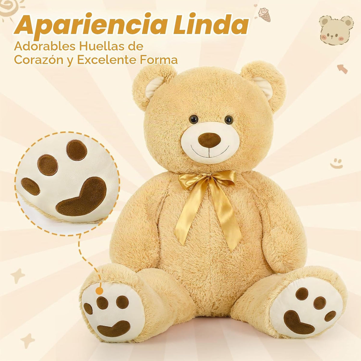 MorisMos Oso de peluche gigante de 47 pulgadas, 4 pies, oso de pelu...