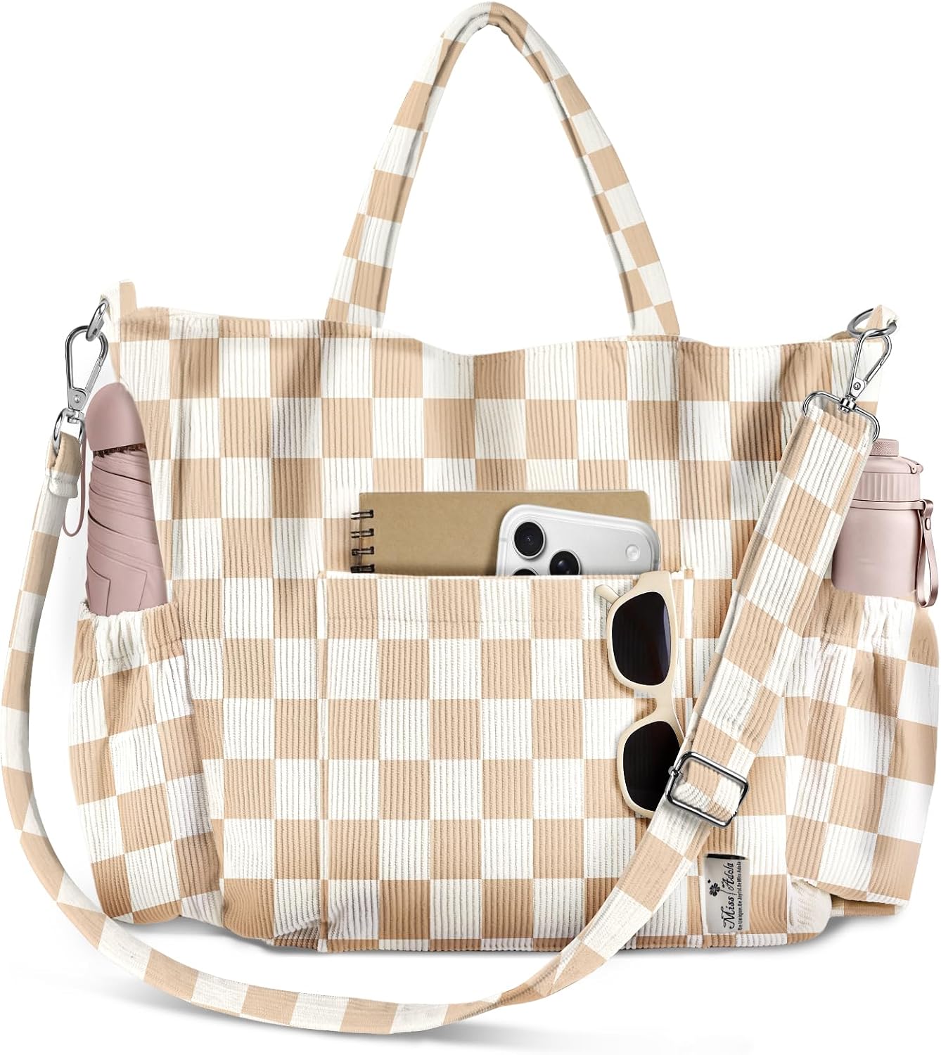 Miss Adola Bolso cruzado de pana para mujer, bolsa grande con múlti...