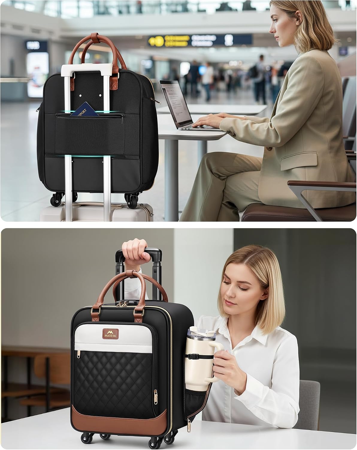 MATEIN - Maleta de mano para debajo del asiento con ruedas, bolsa r...