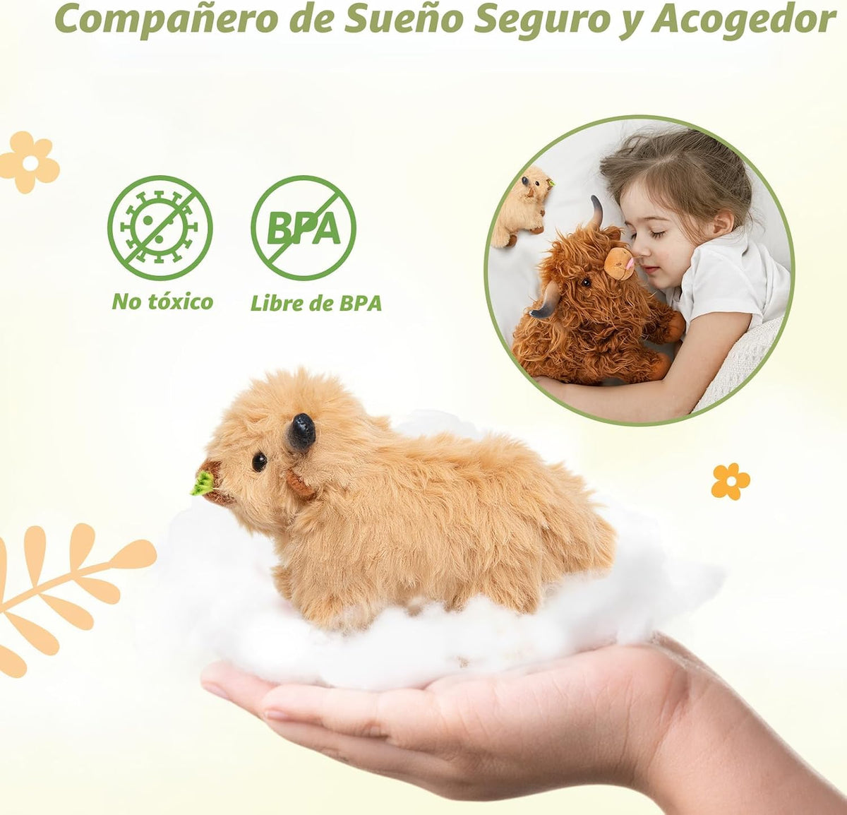 OUOZZZ Highland Cow - Juego de animales de peluche, 14.5 pulgadas,...