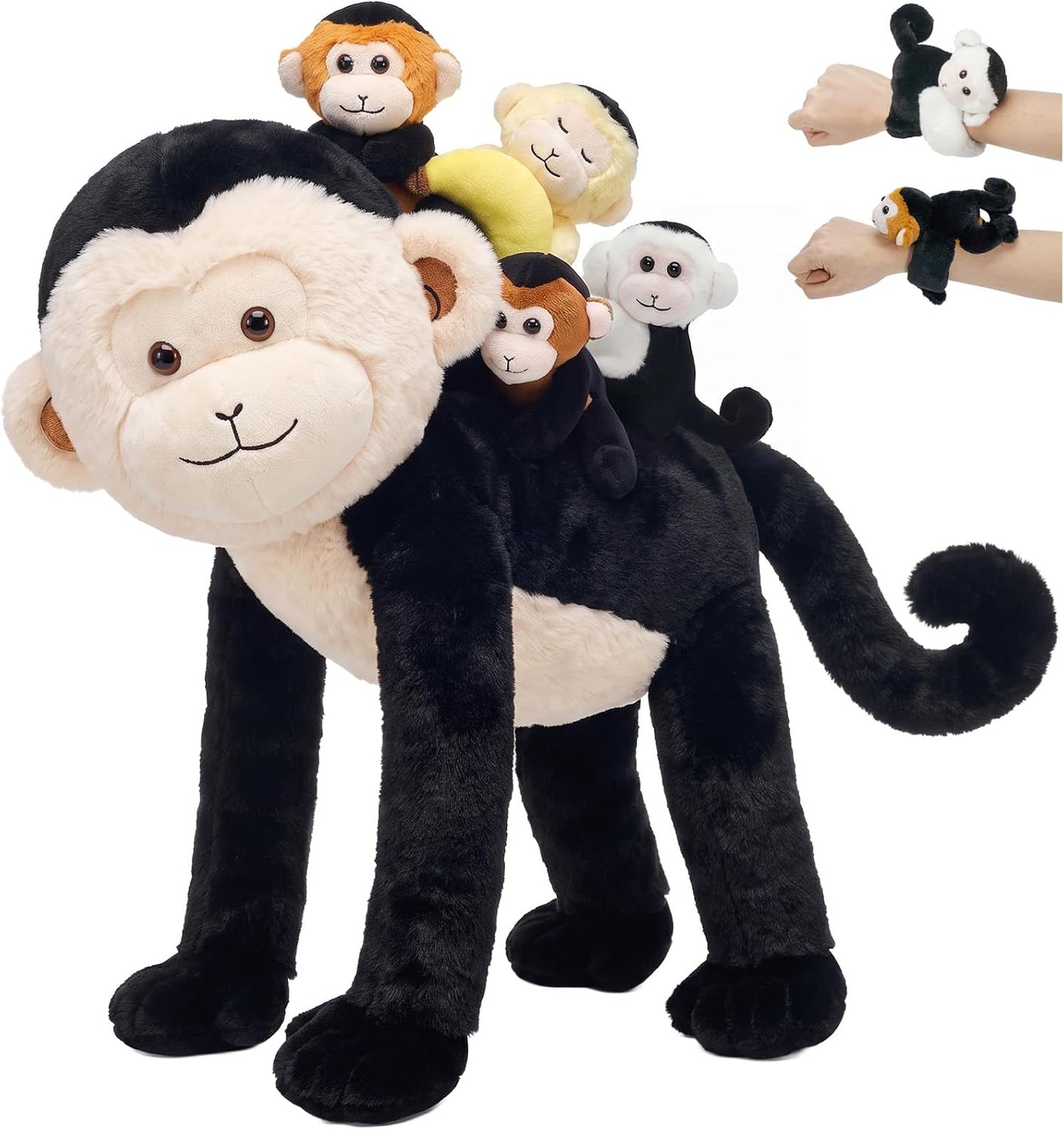 Mono de peluche de 5 piezas, 19.3 pulgadas, pulsera abrazable para...