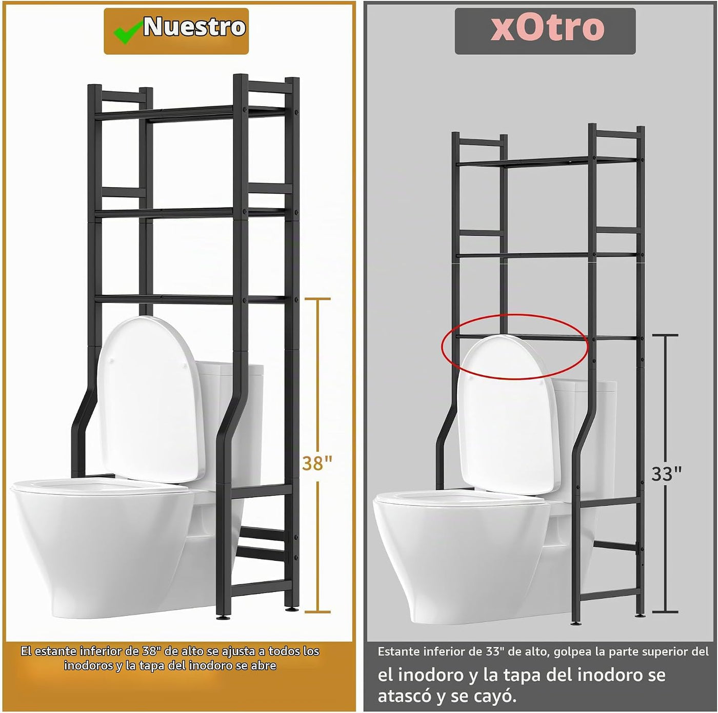 Livilord Estante de almacenamiento de 3 niveles sobre el inodoro co...
