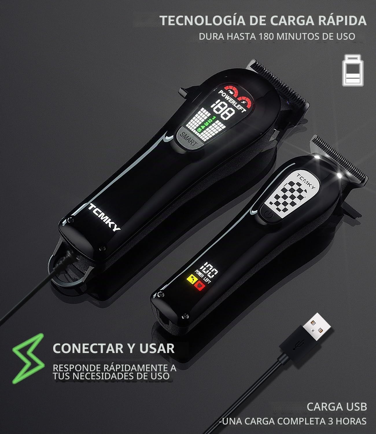 TCMKY Cortapelo Profesional Inalámbrico para Hombres, Cortapelo de...
