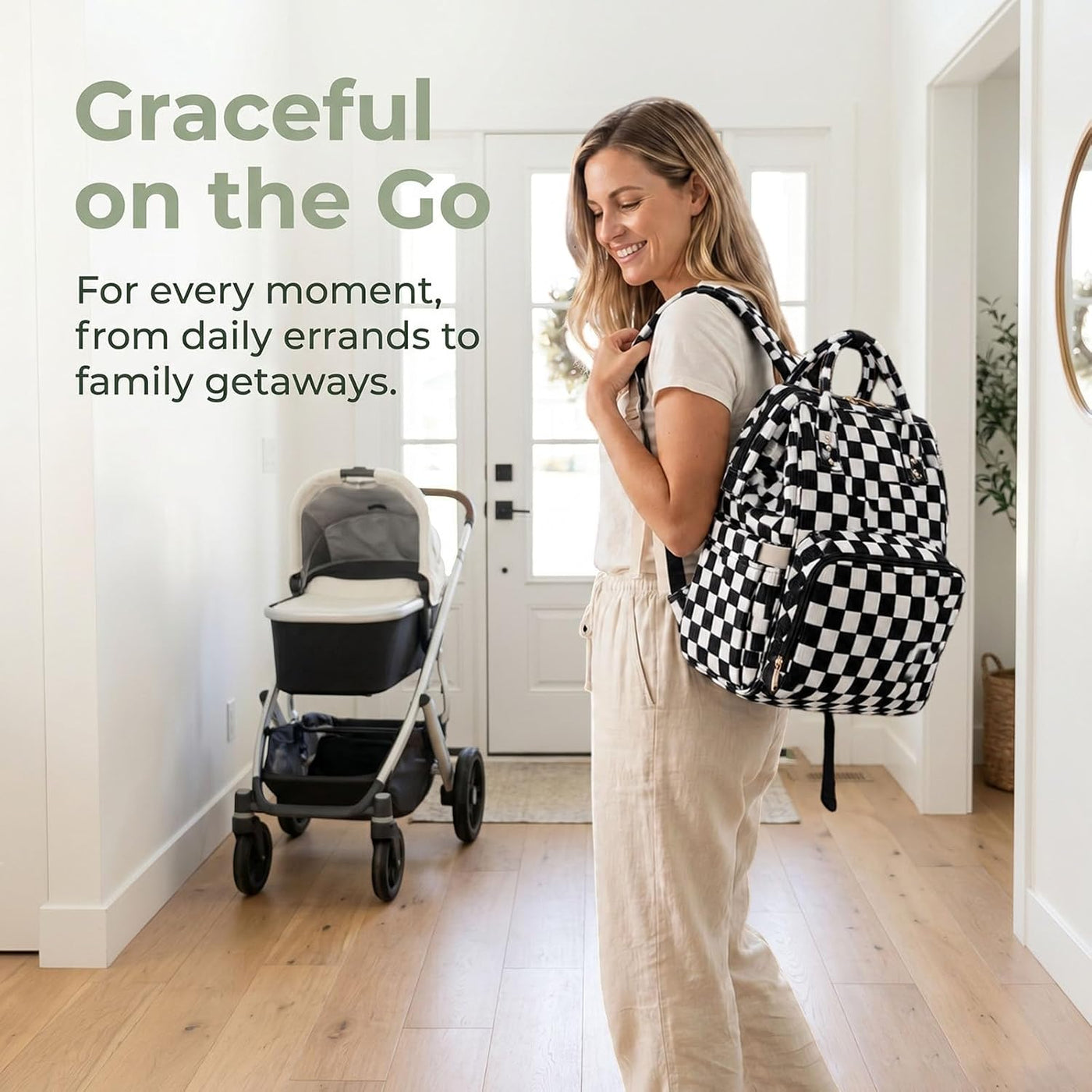 Mochila para pañales para mamá, bolsa de viaje de gran capacidad, b...