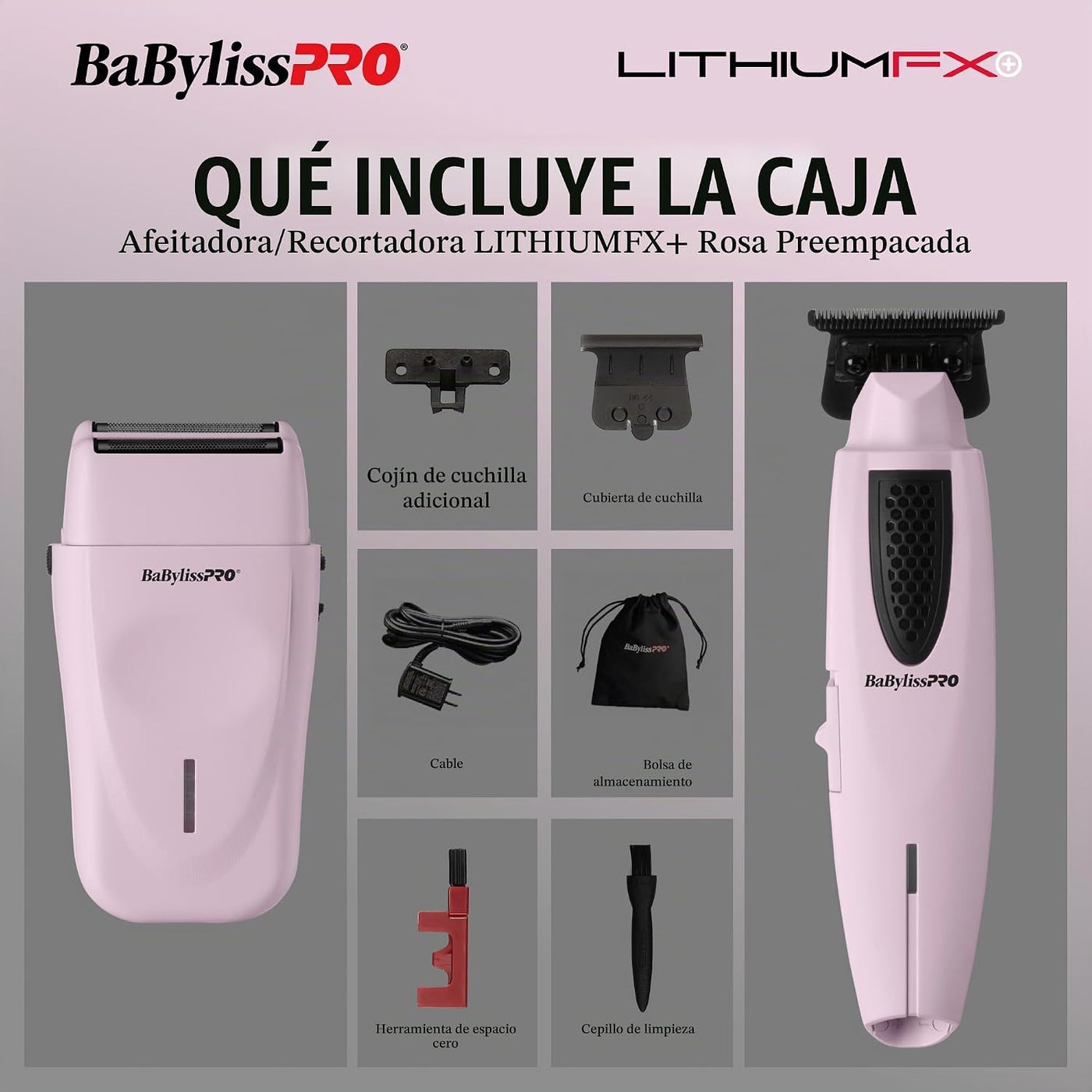 BaBylissPRO LithiumFX Cord\/Cortapelos ergonómicos de litio inalámb...