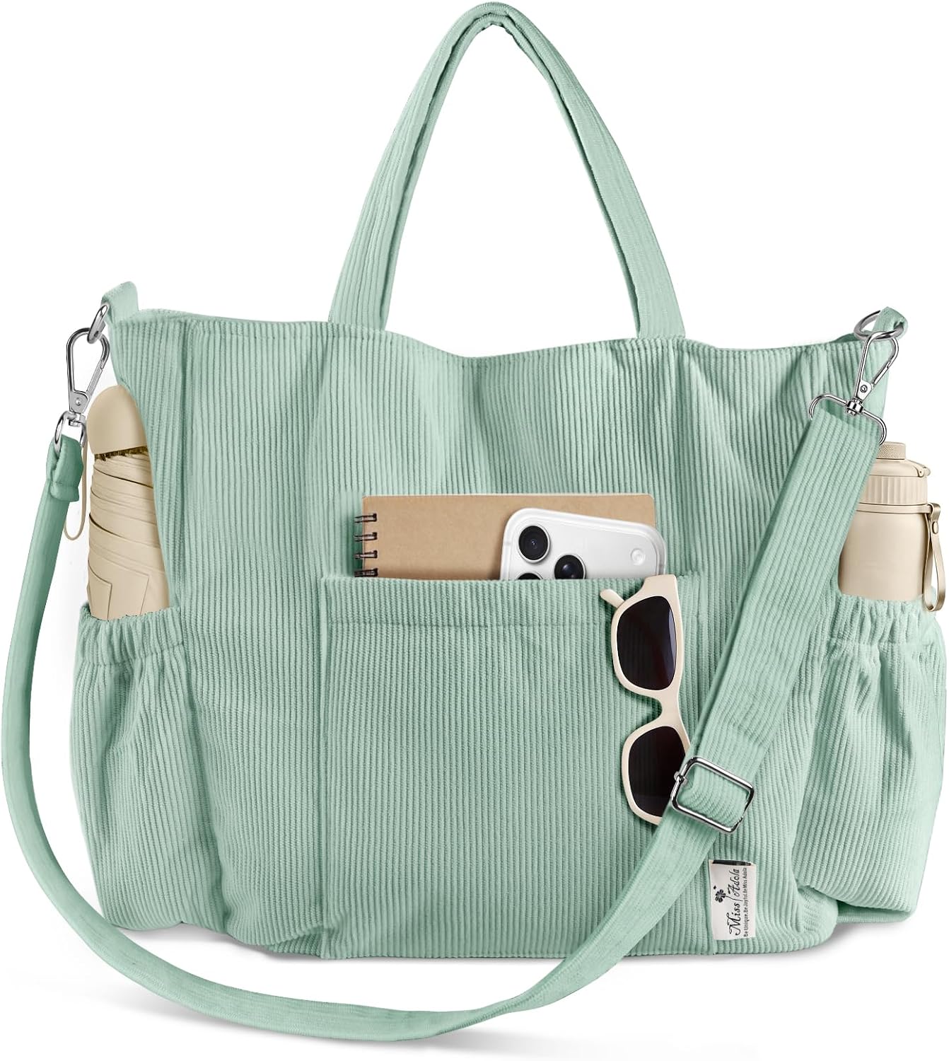Miss Adola Bolso cruzado de pana para mujer, bolsa grande con múlti...