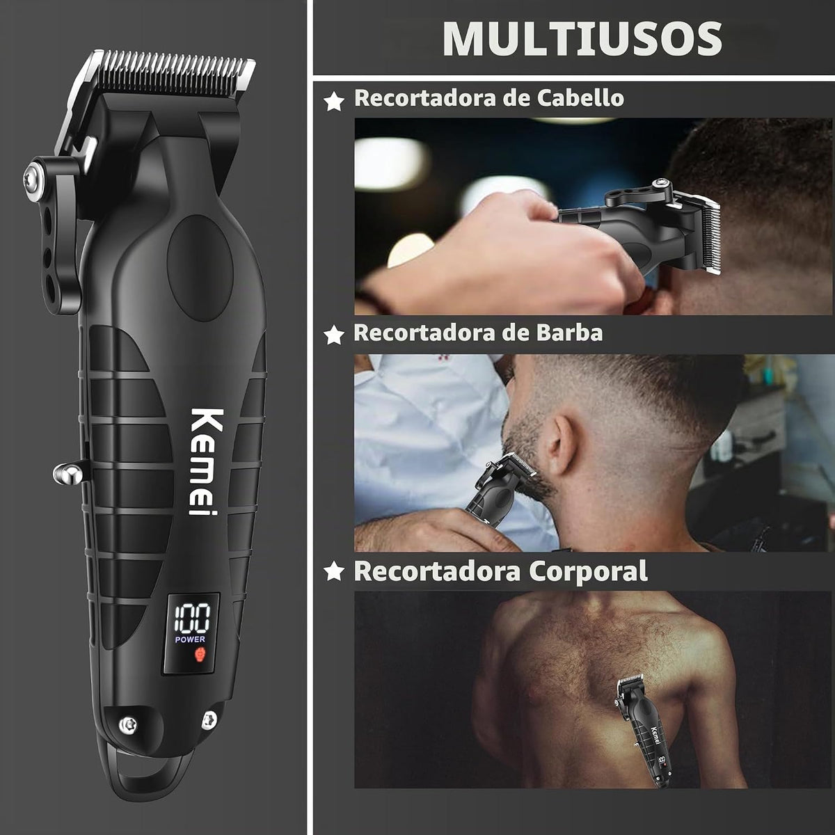 KEMEI 2290 - Cortapelos profesionales para hombres, kits de corte d...