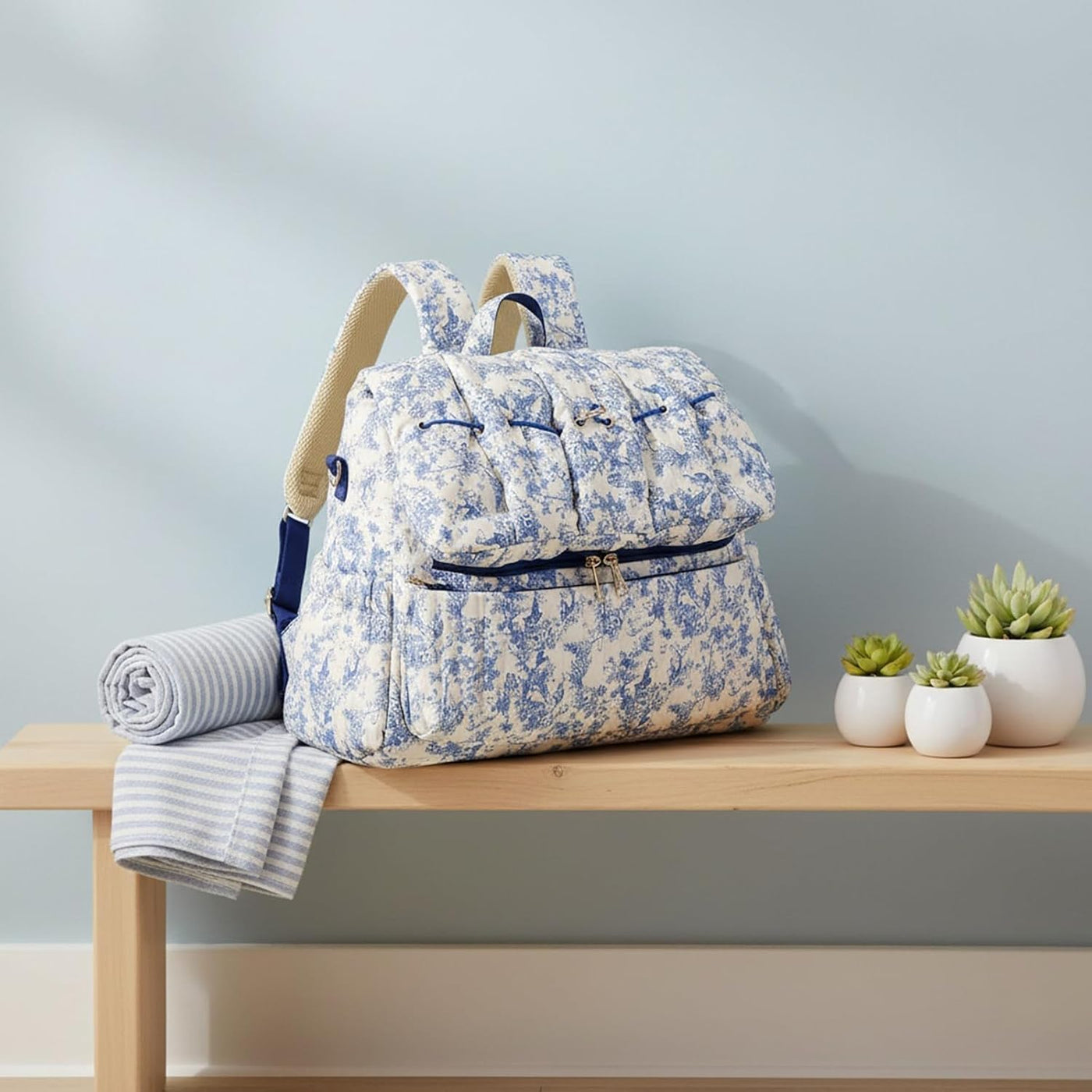 ANKICK Mochila acolchada para pañales con correas para cochecito, b...