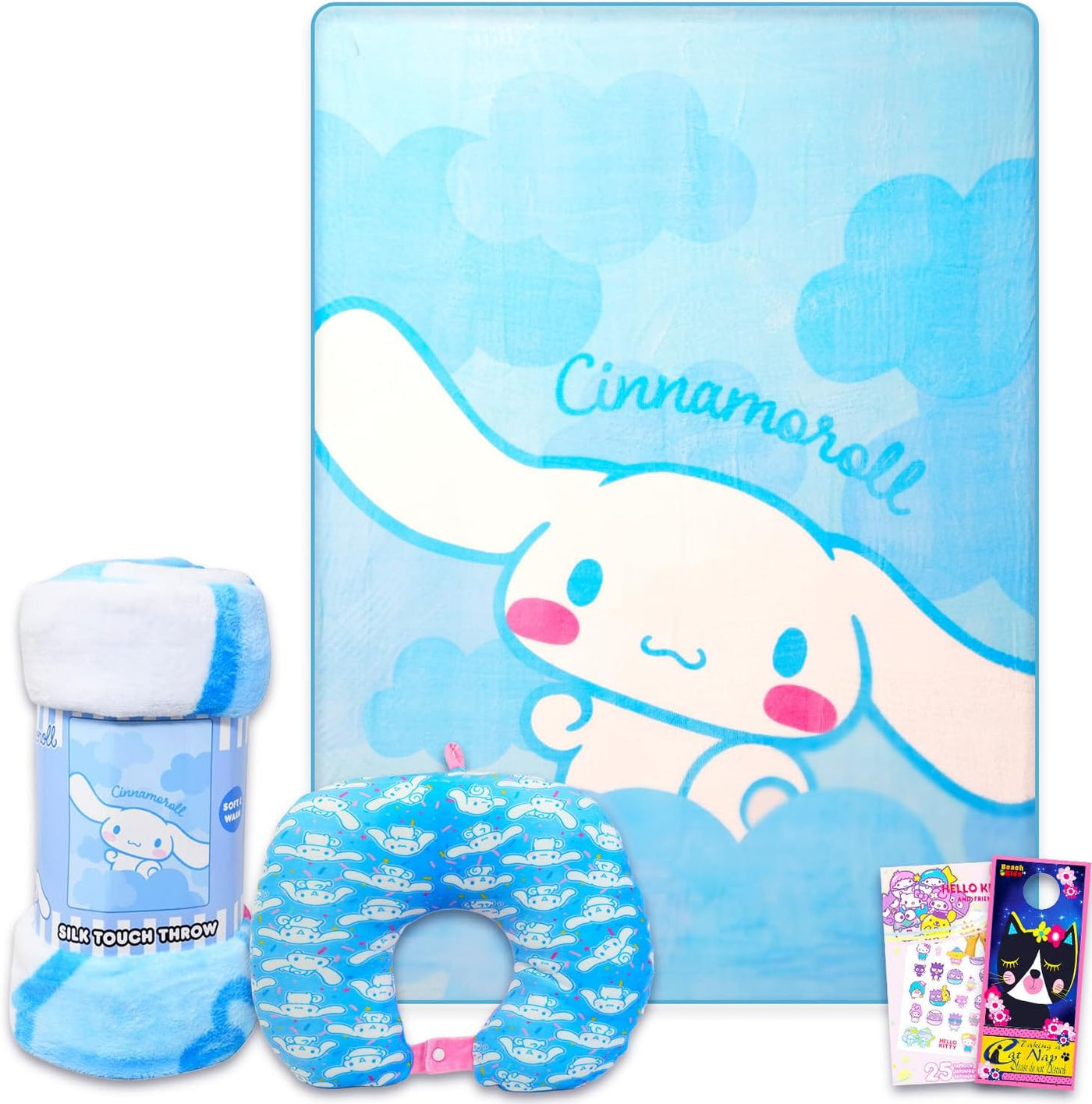 SANRIO Hello Kitty - Juego de manta de viaje y almohada para niñas,...