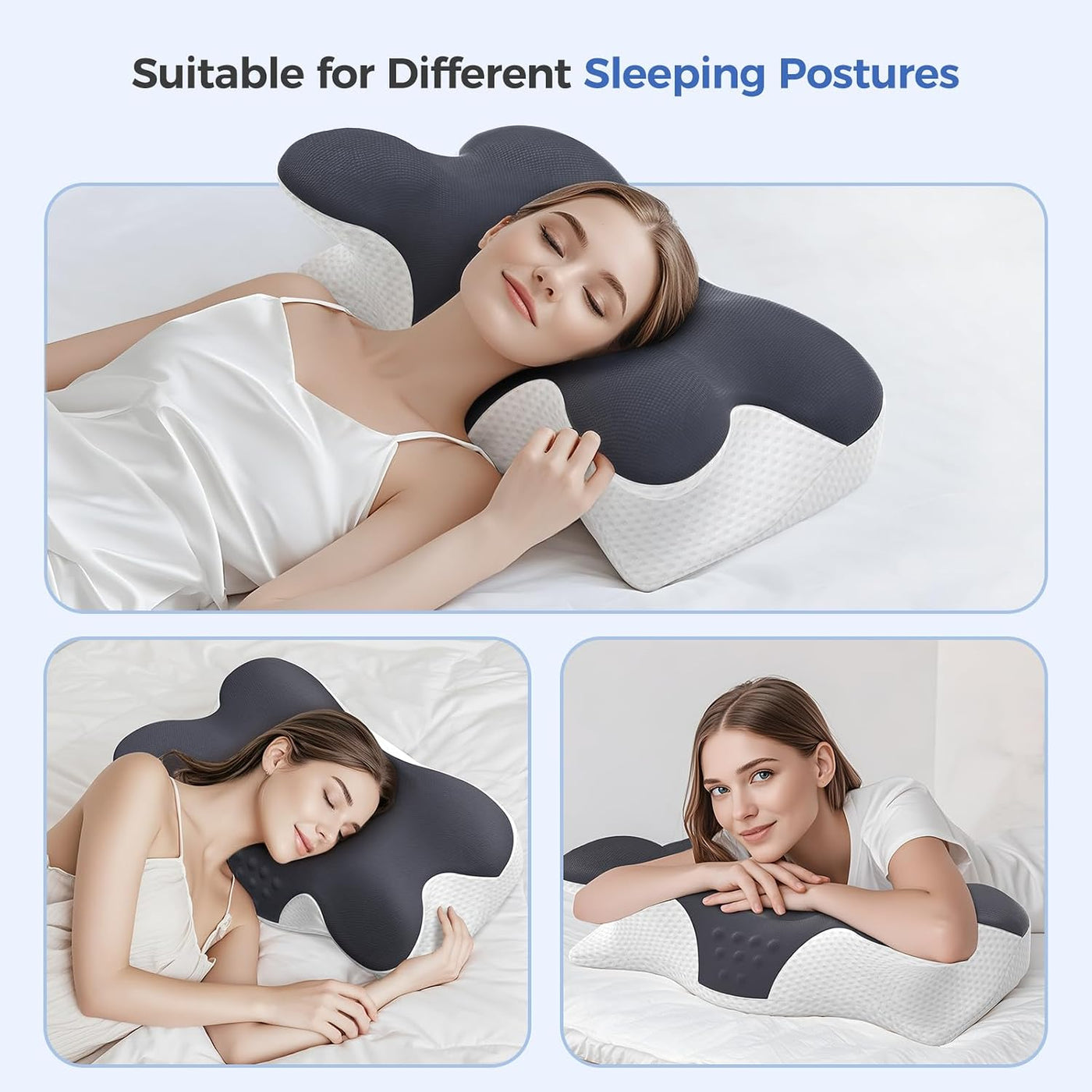 BNXIANG Almohada cervical para aliviar el dolor de cuello, almohada...