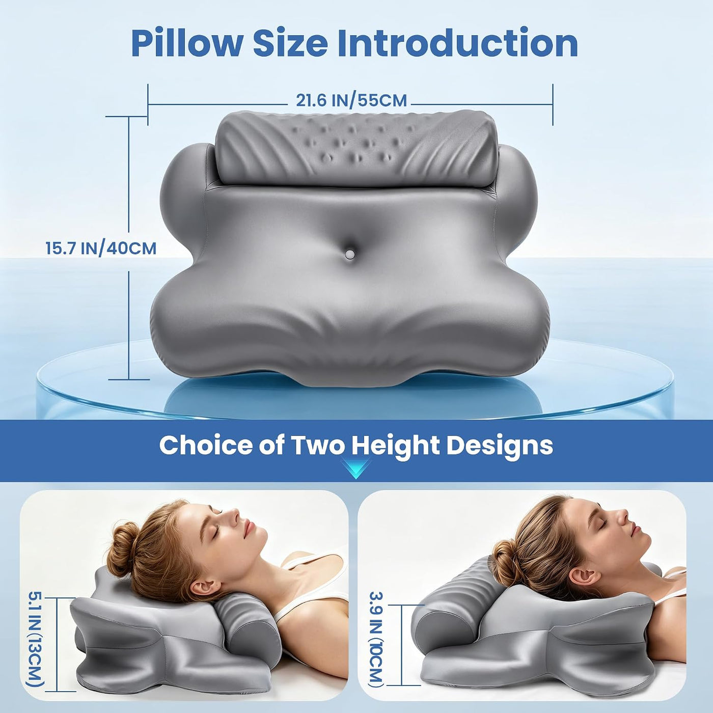 Kurcodw Almohada cervical para aliviar el dolor de cuello, almohada...