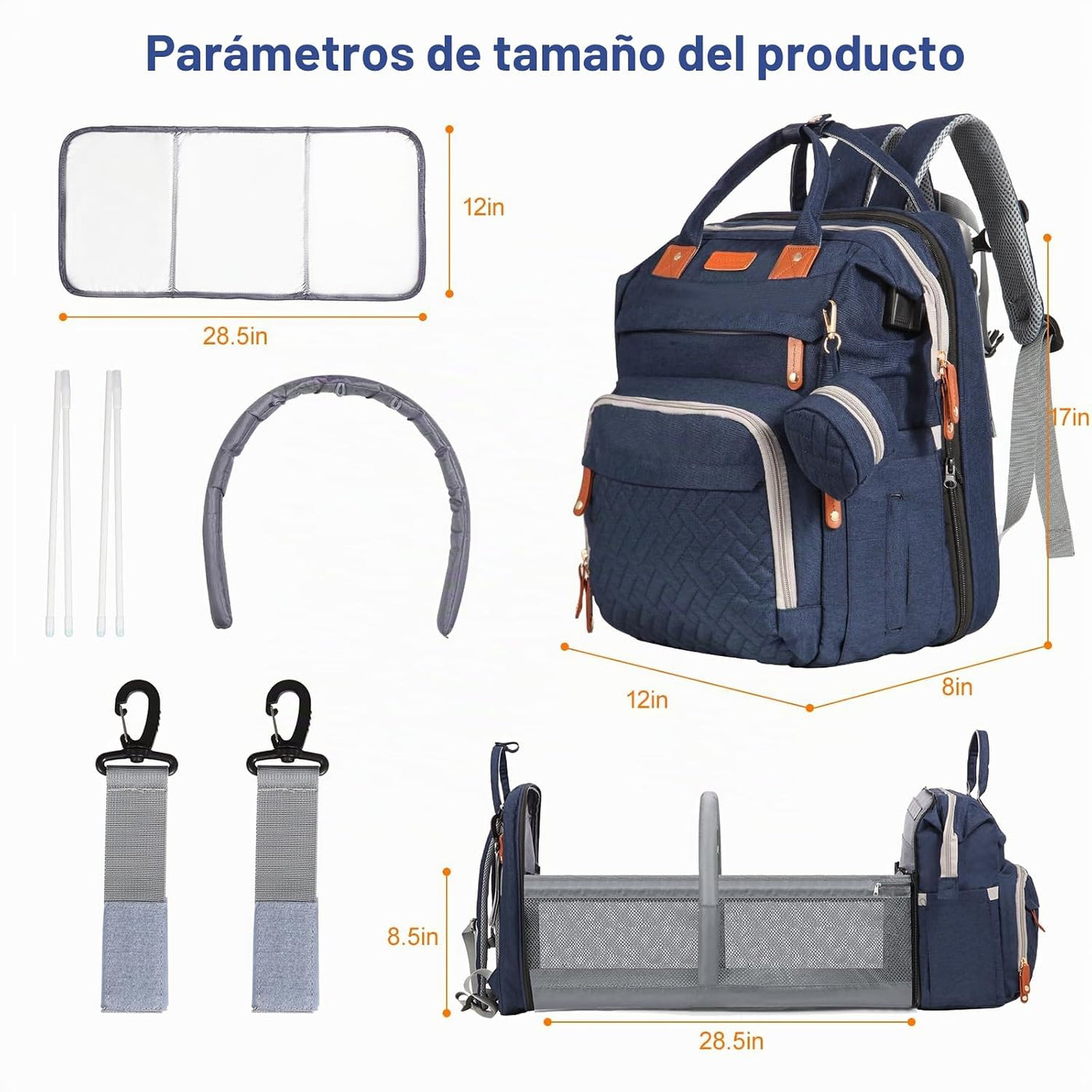 Mochila para pañales para bebé, con estación de cambio de pañales,...