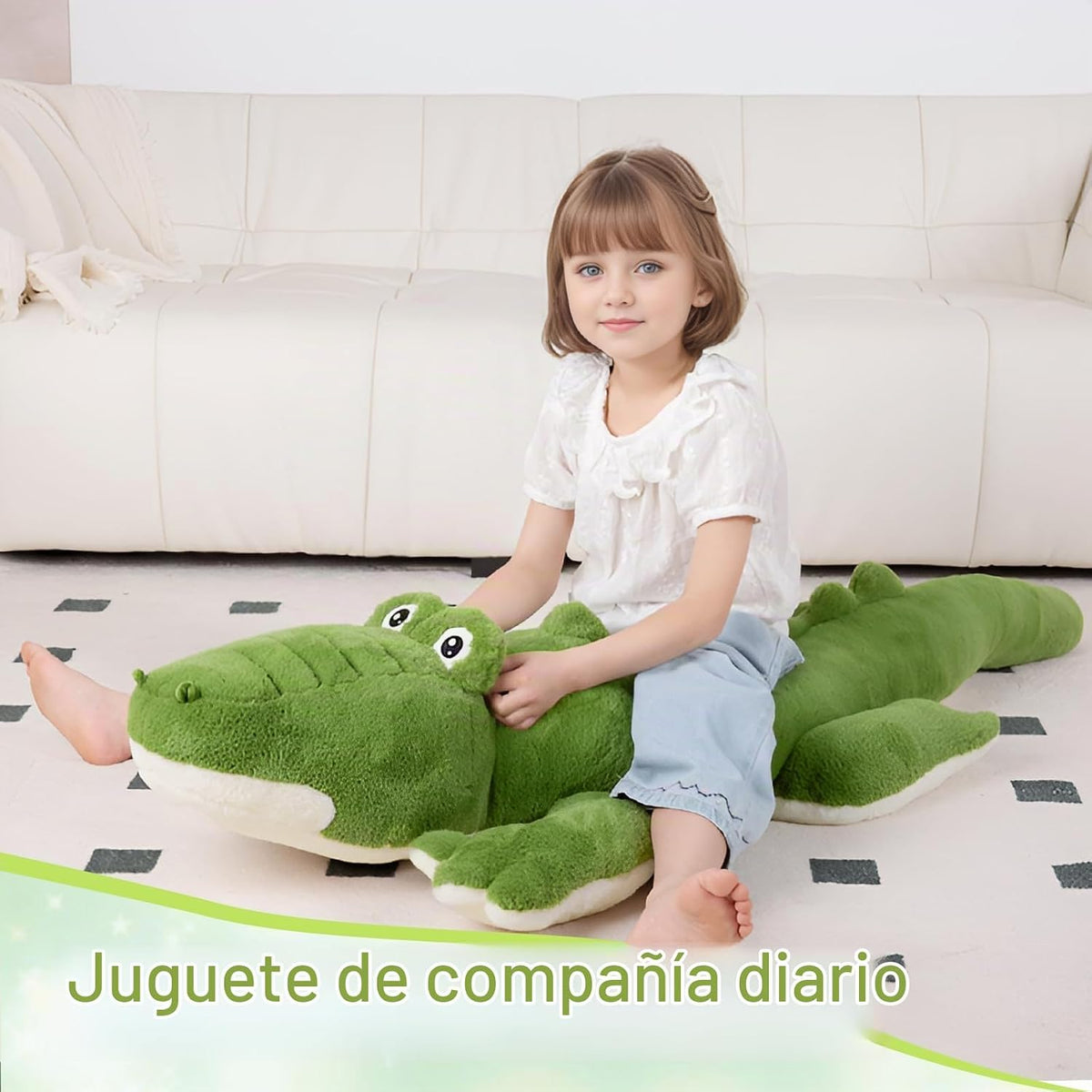 FFxiong Peluche de Cocodrilo Gigante Verde de 60 pulgadas, Juguete...