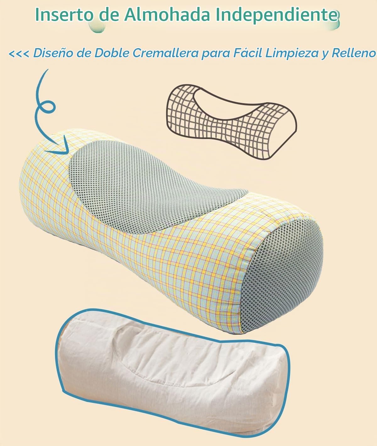 EDMILE Almohada de cuello de trigo sarraceno para dormir, almohada...