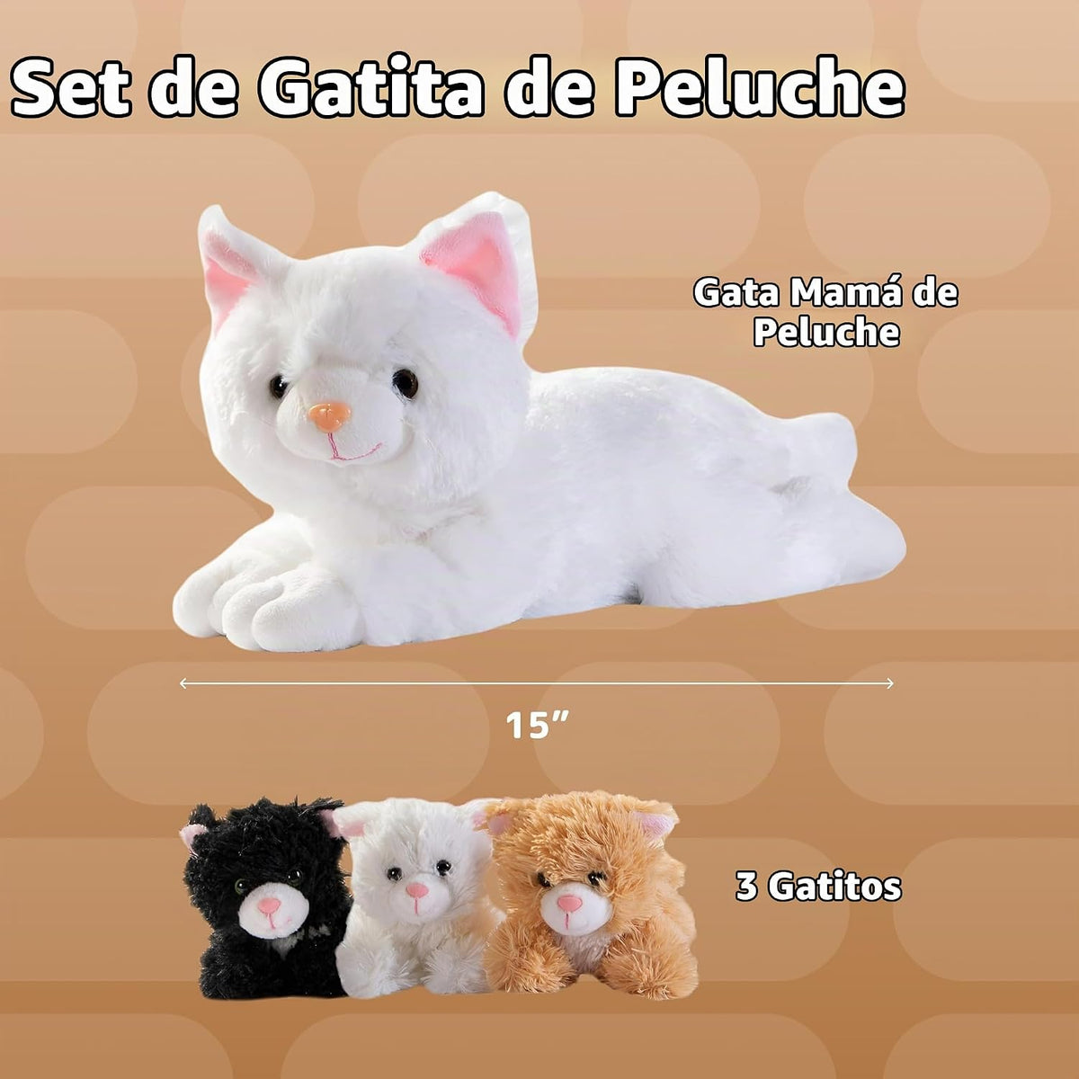 PREXTEX Juguetes de Peluche de Gato Animal de Peluche con 3 Gatos A...