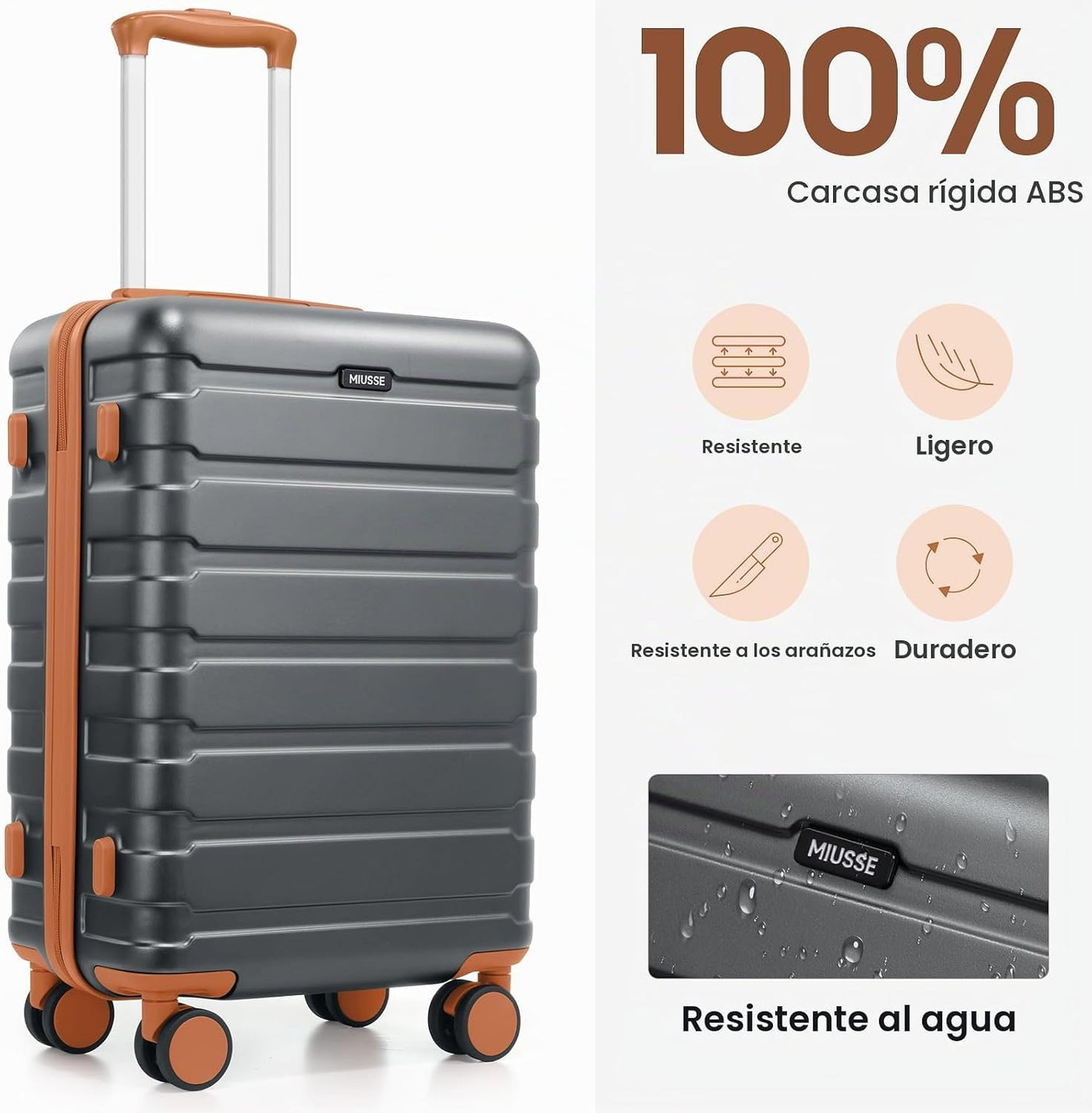MIUSSE MAX Juego de equipaje de 3 piezas con mochila, equipaje de m...