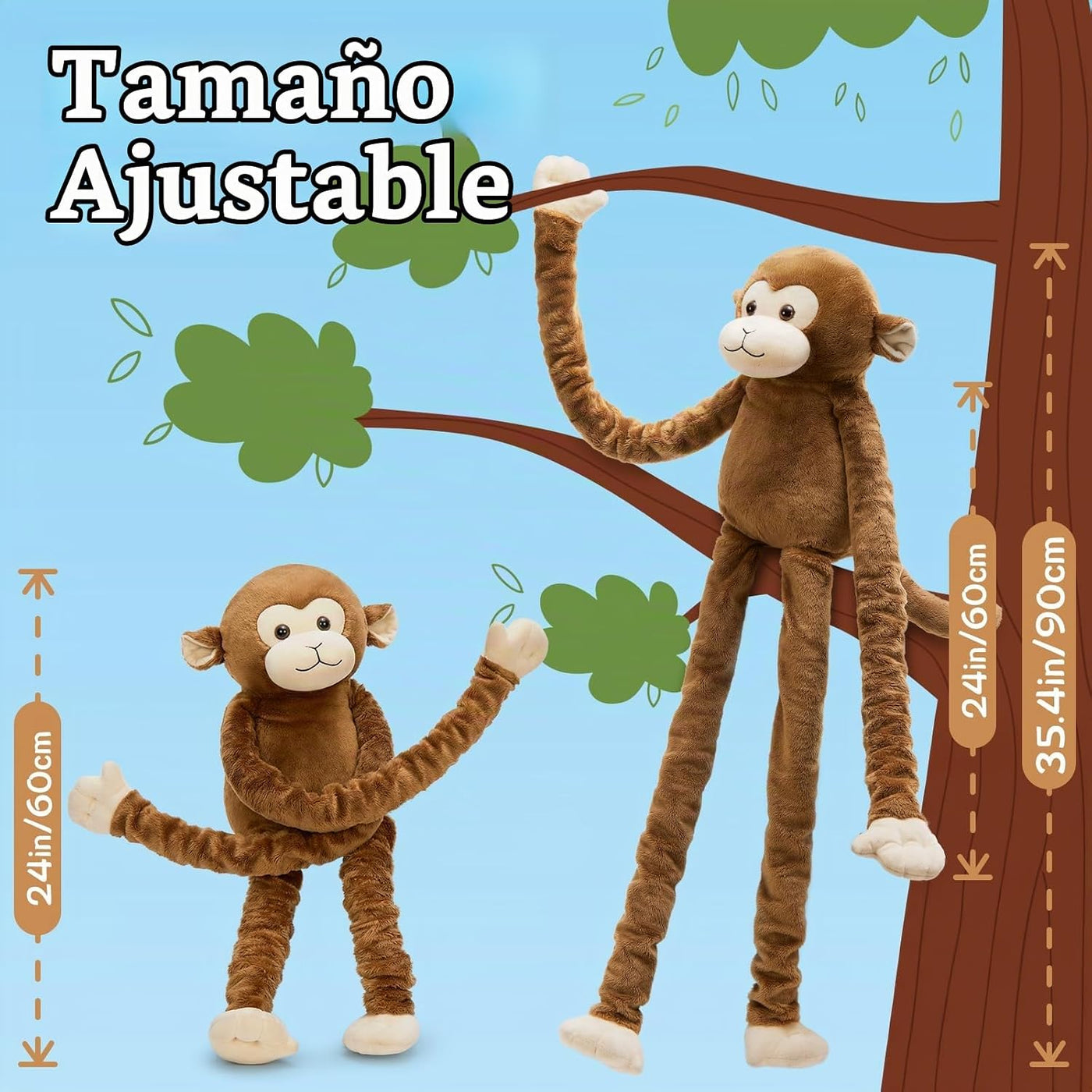 MorisMos Juguete de peluche de mono grande, de 23.6 a 35.4 pulgadas...