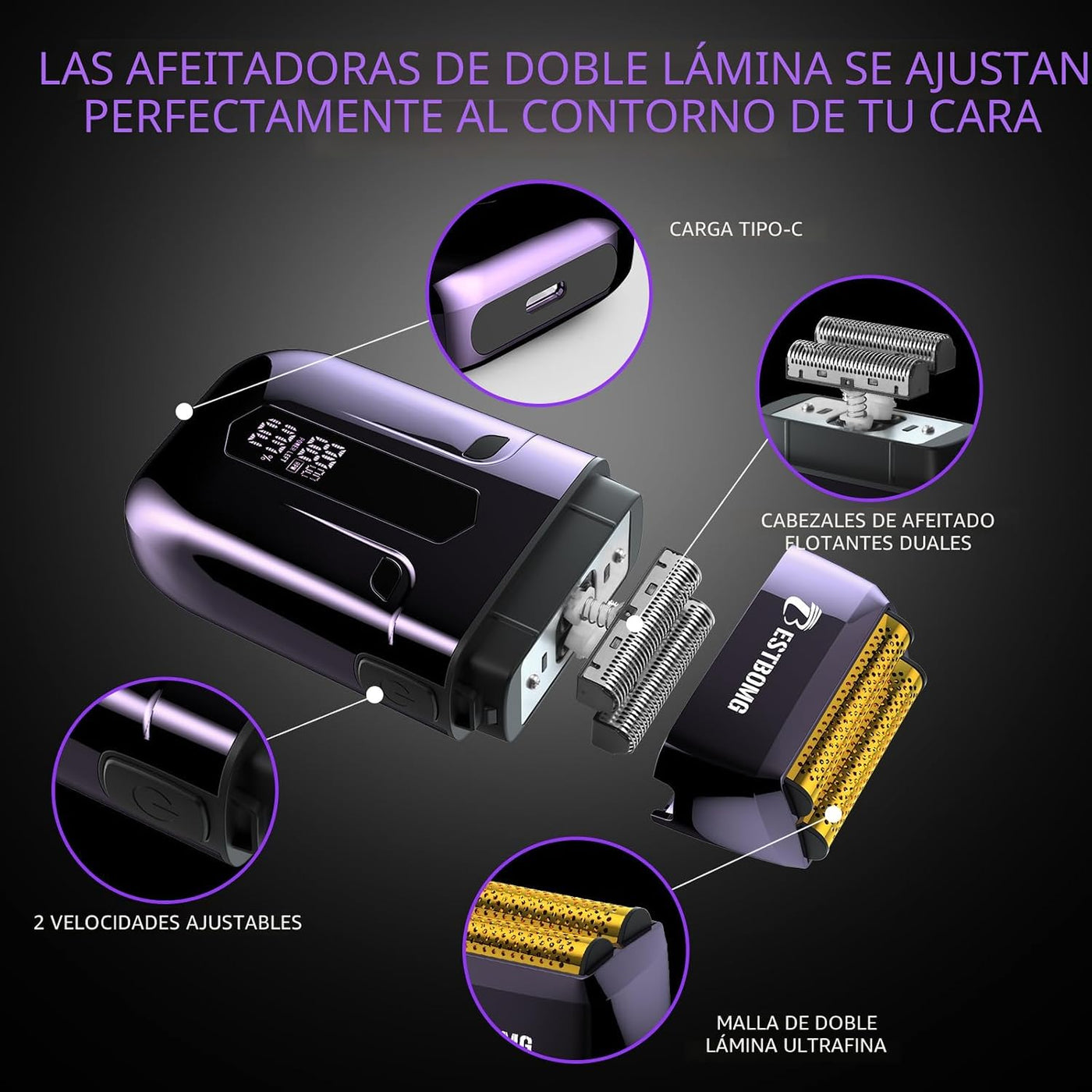 BESTBOMG® BS-808C - Juego de cortapelos para hombres, recortadora y...