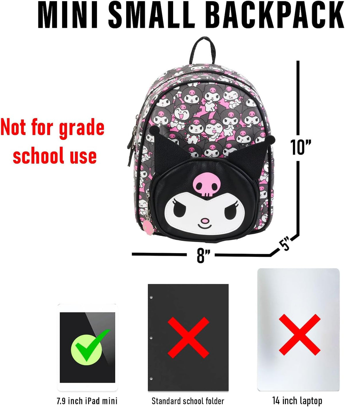 Kuromi - Conjunto de mochila y monedero para mujer, paquete con min...