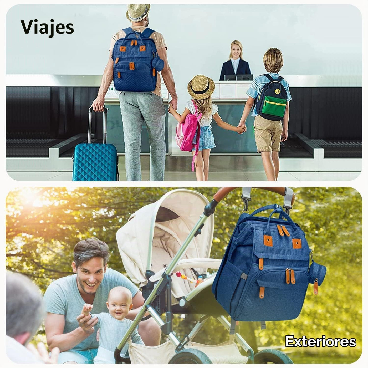 KABAQOO Mochila para pañales con estación de cambio desmontable, bo...
