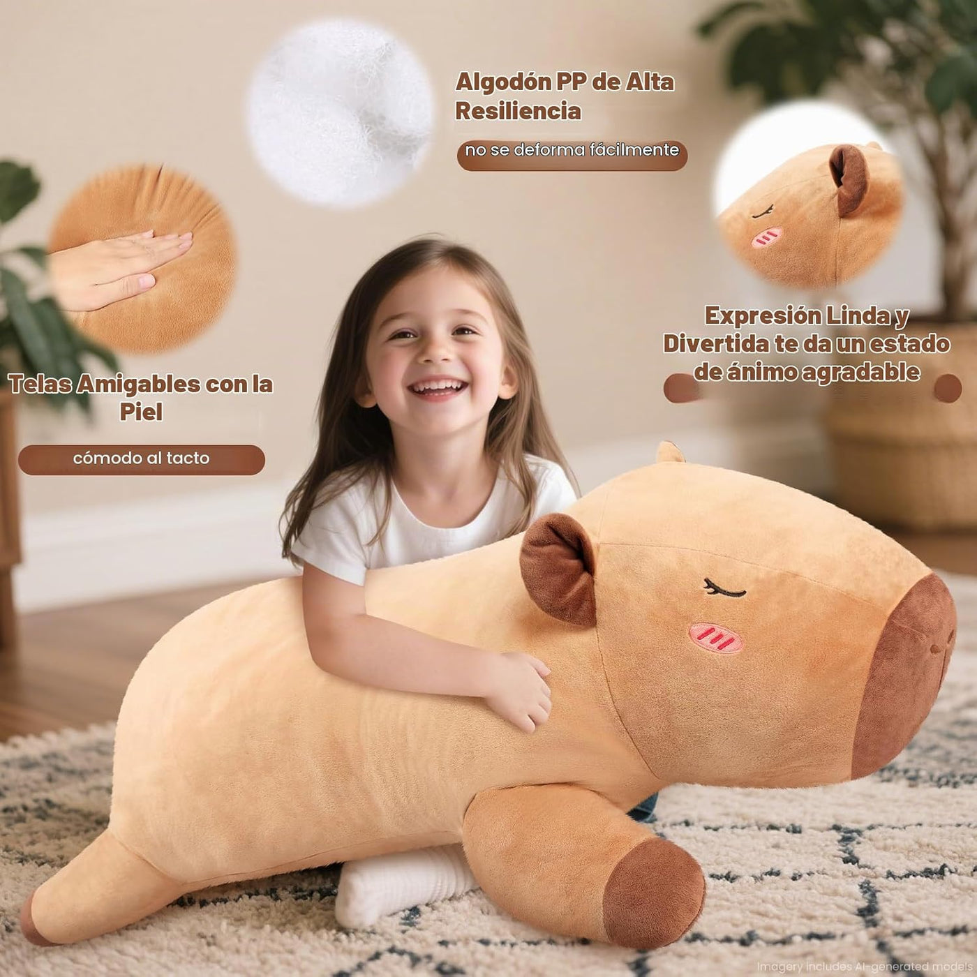 SuzziPals Peluche de Capibara Gigante de 43 pulgadas, Animal de Pel...