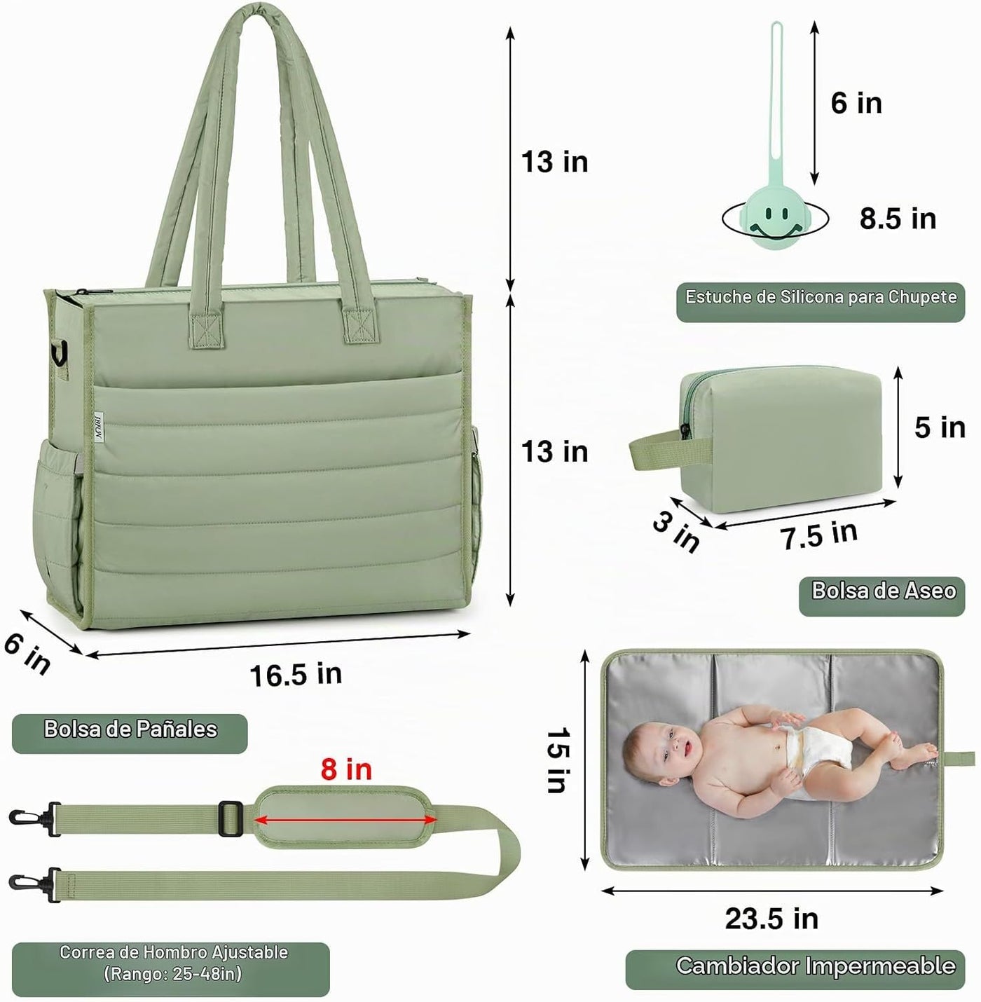 IBFUN Bolso de Pañales para Bebé - Bolso Grande para Bebé 4Pcs con...