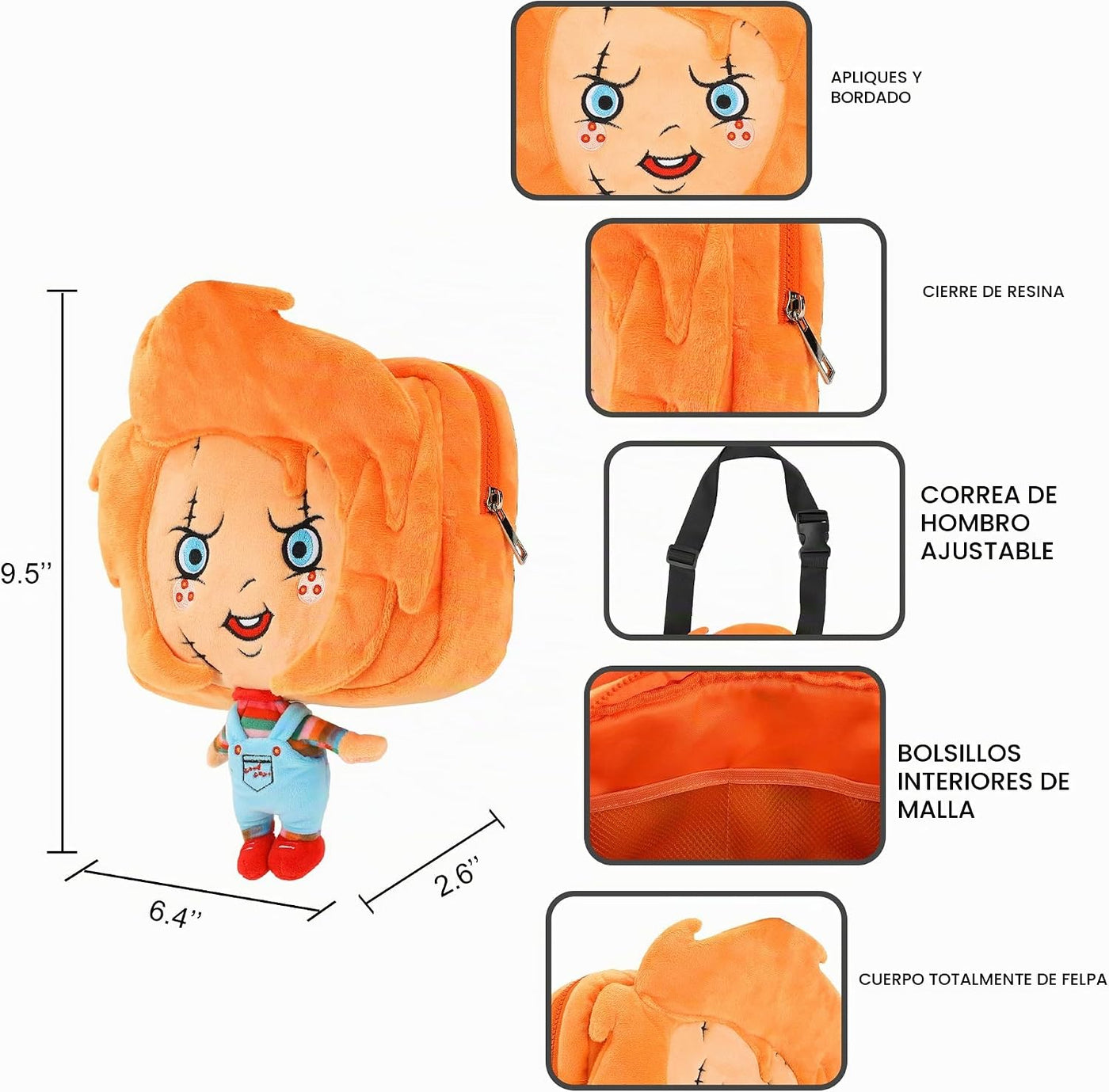 Child's Play Chucky 9.5" Festie Bestie - Bolso cruzado de f...