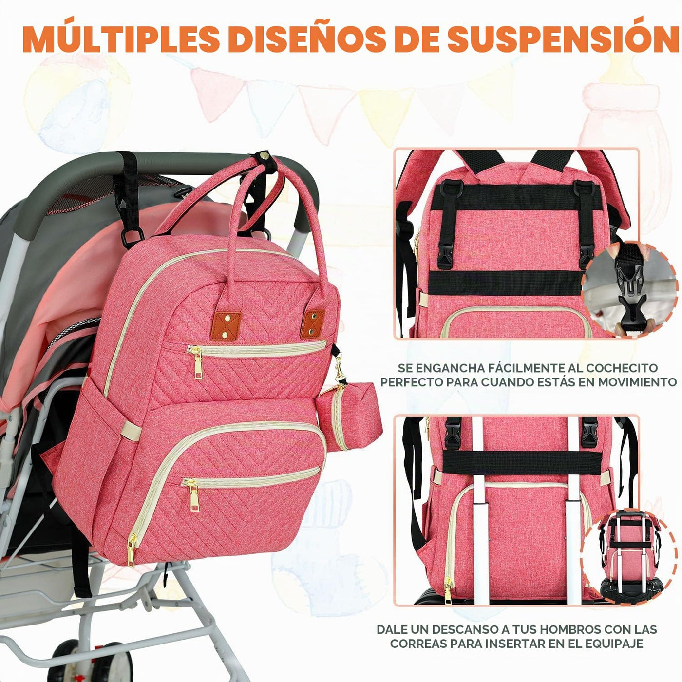 Tenot Mochila para Pañales de Bebé, Bolsas de Pañales de Viaje para...