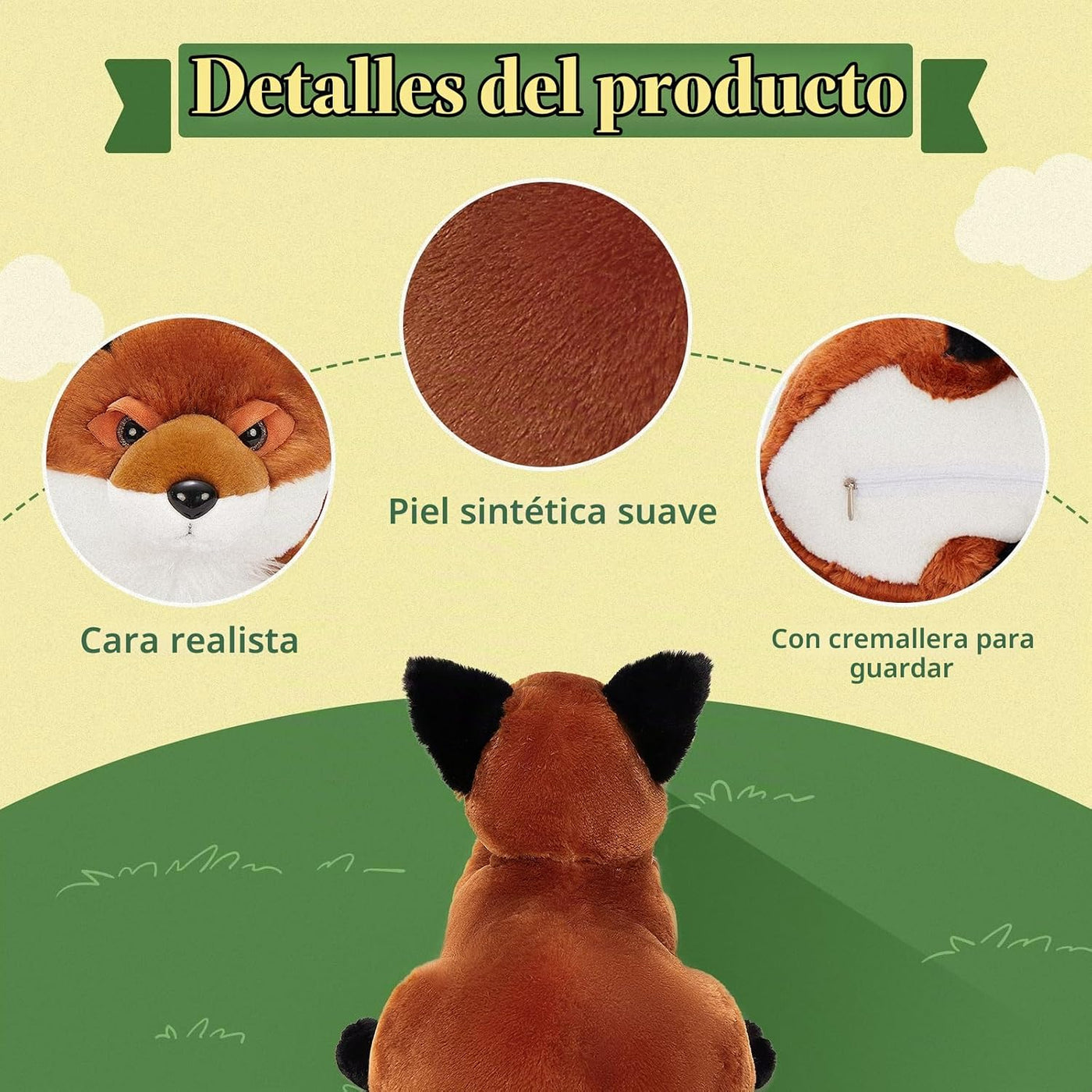 BENINY Juego de 4 animales de peluche de zorro, 22 pulgadas mamá zo...