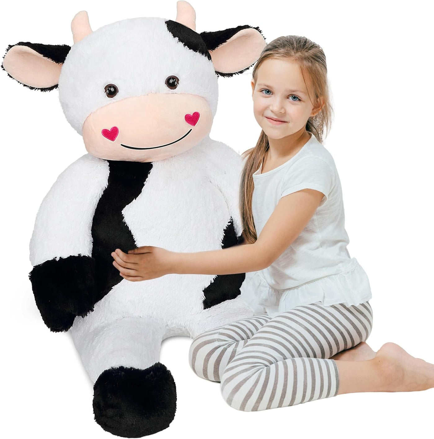 Cudhug - Vaca grande de 32" de peluche, juguete gigante de vaca...
