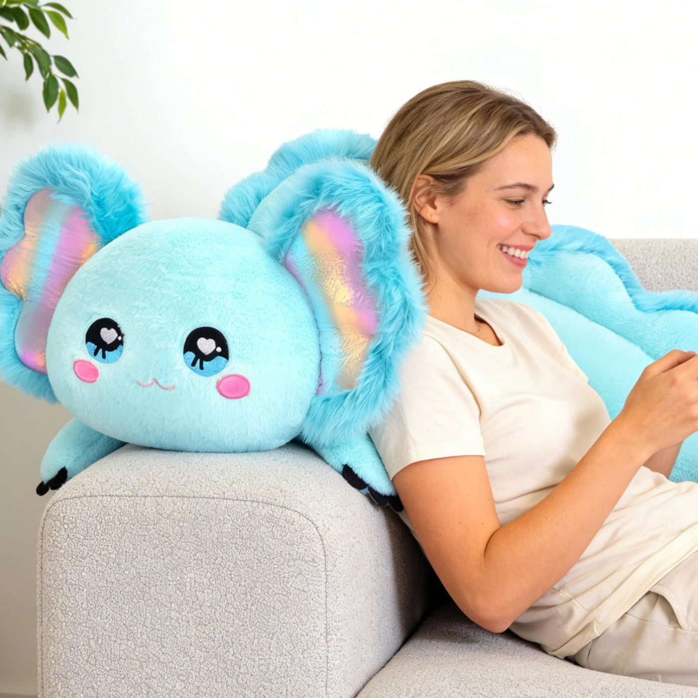 IKASA Juguete de peluche de axolotl azul gigante, juguetes blandos...