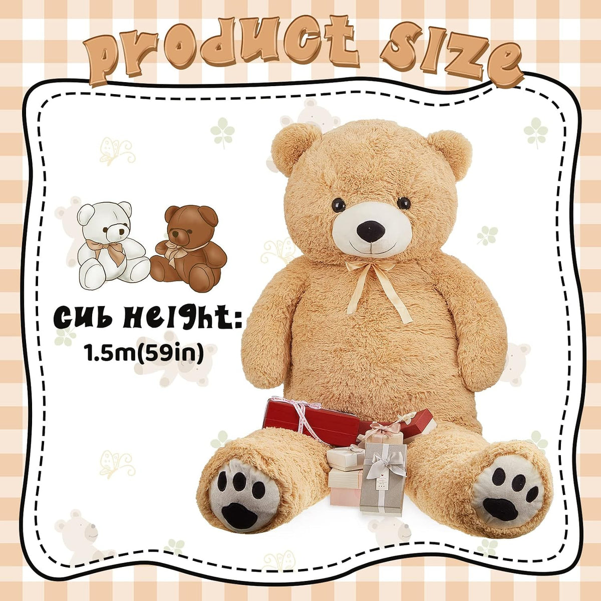 Meooeck Oso Gigante de 5 Pies Gran Oso de Peluche Gigante Grande 59...