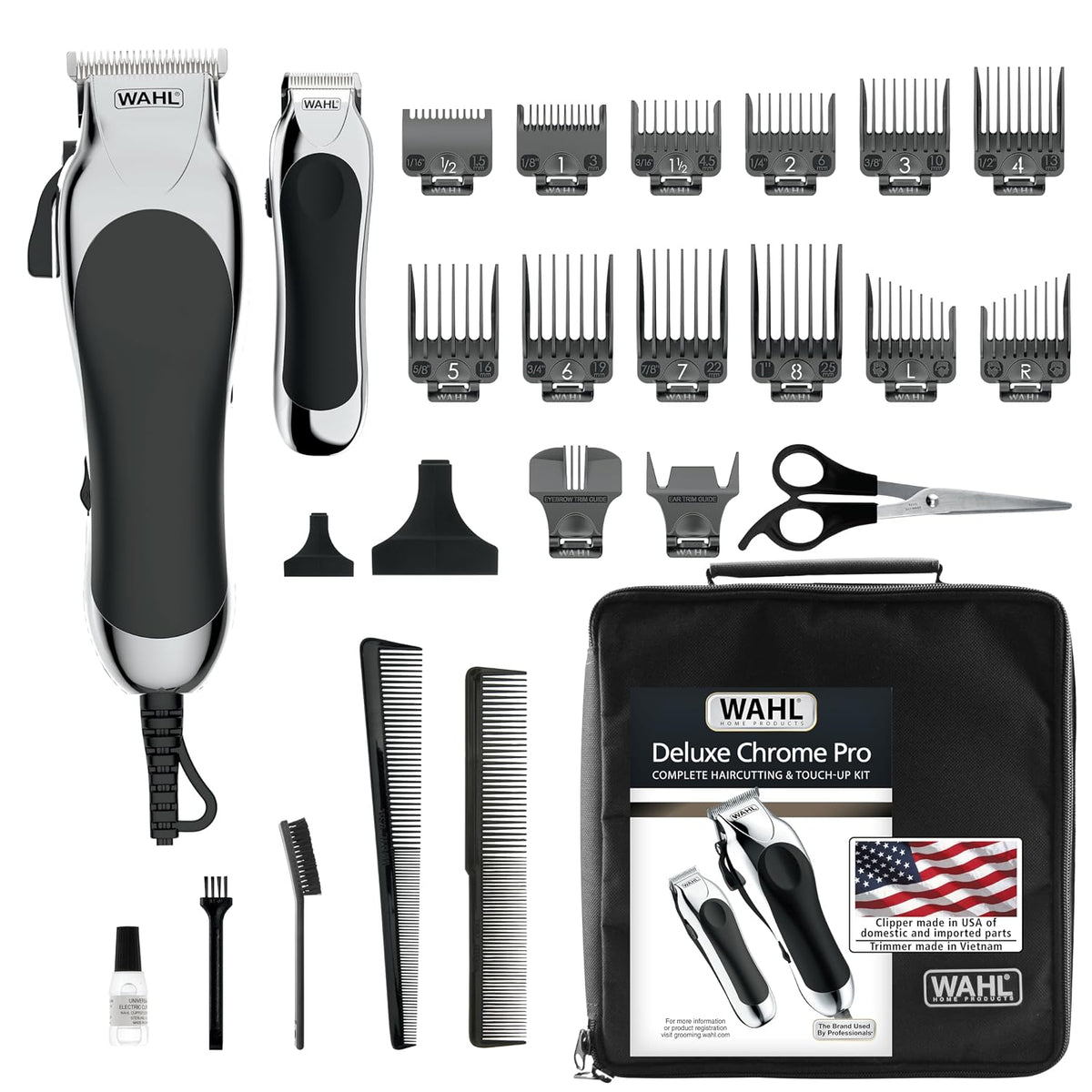 Wahl Máquina cortadora de cabello de lujo, cromada, profesional, in...