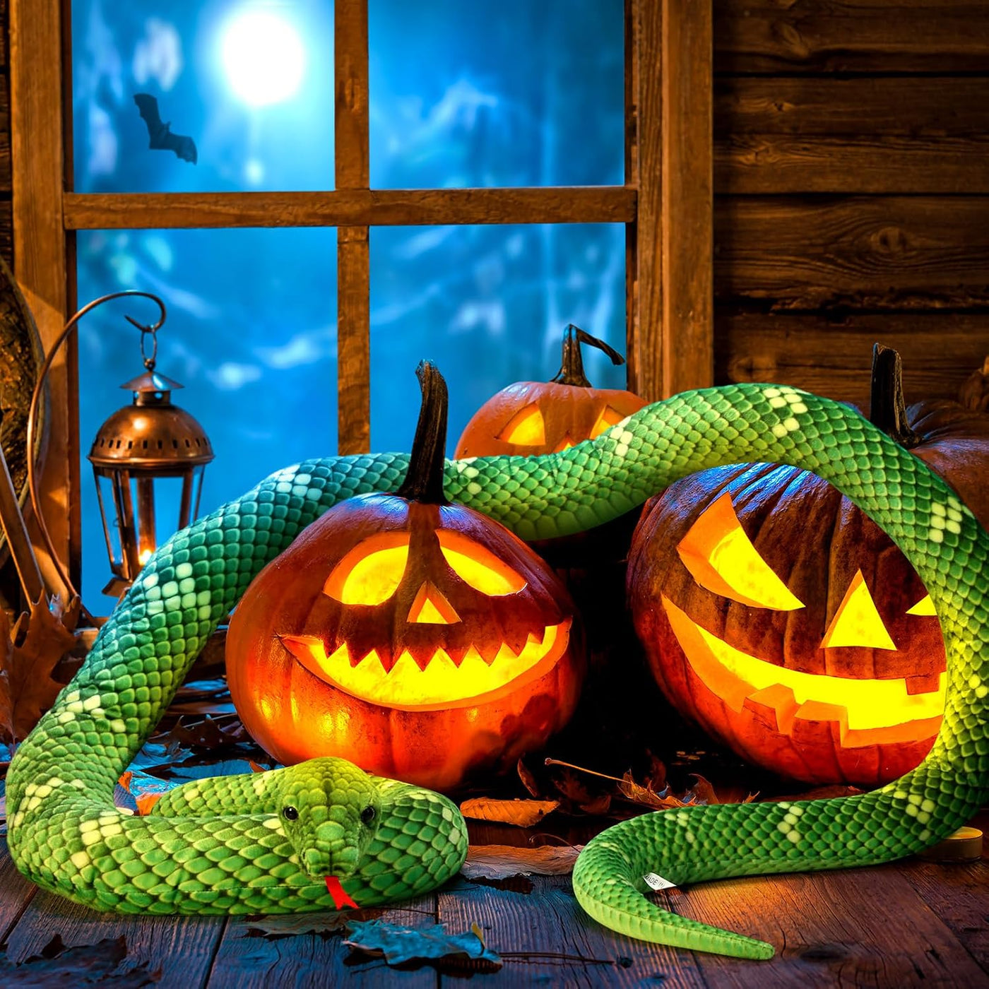 Hiboom Peluche de serpiente gigante de 110 pulgadas (verde) | Anima...