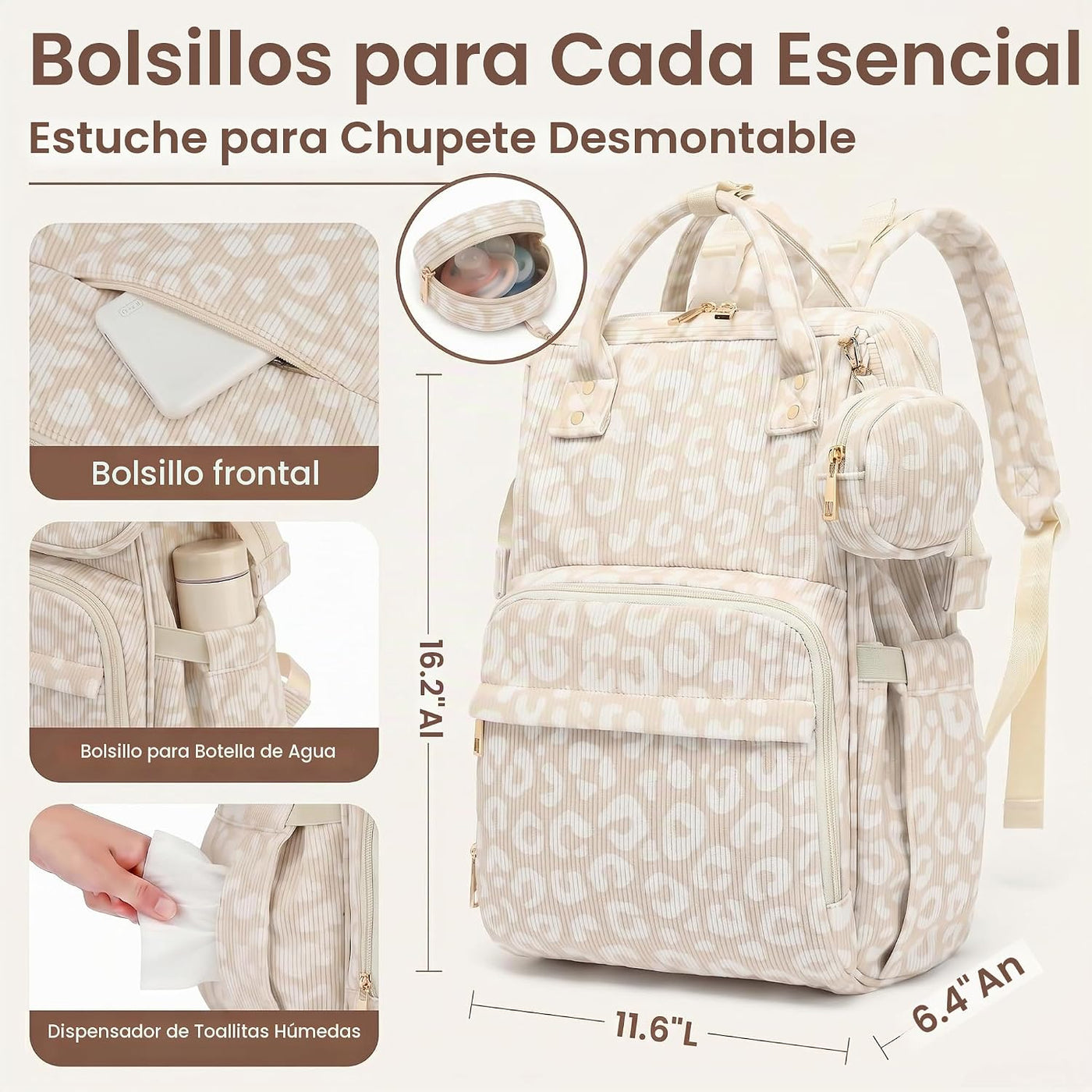Lrenagao Mochila para pañales de bebé para mamá y papá, bolsa de pa...