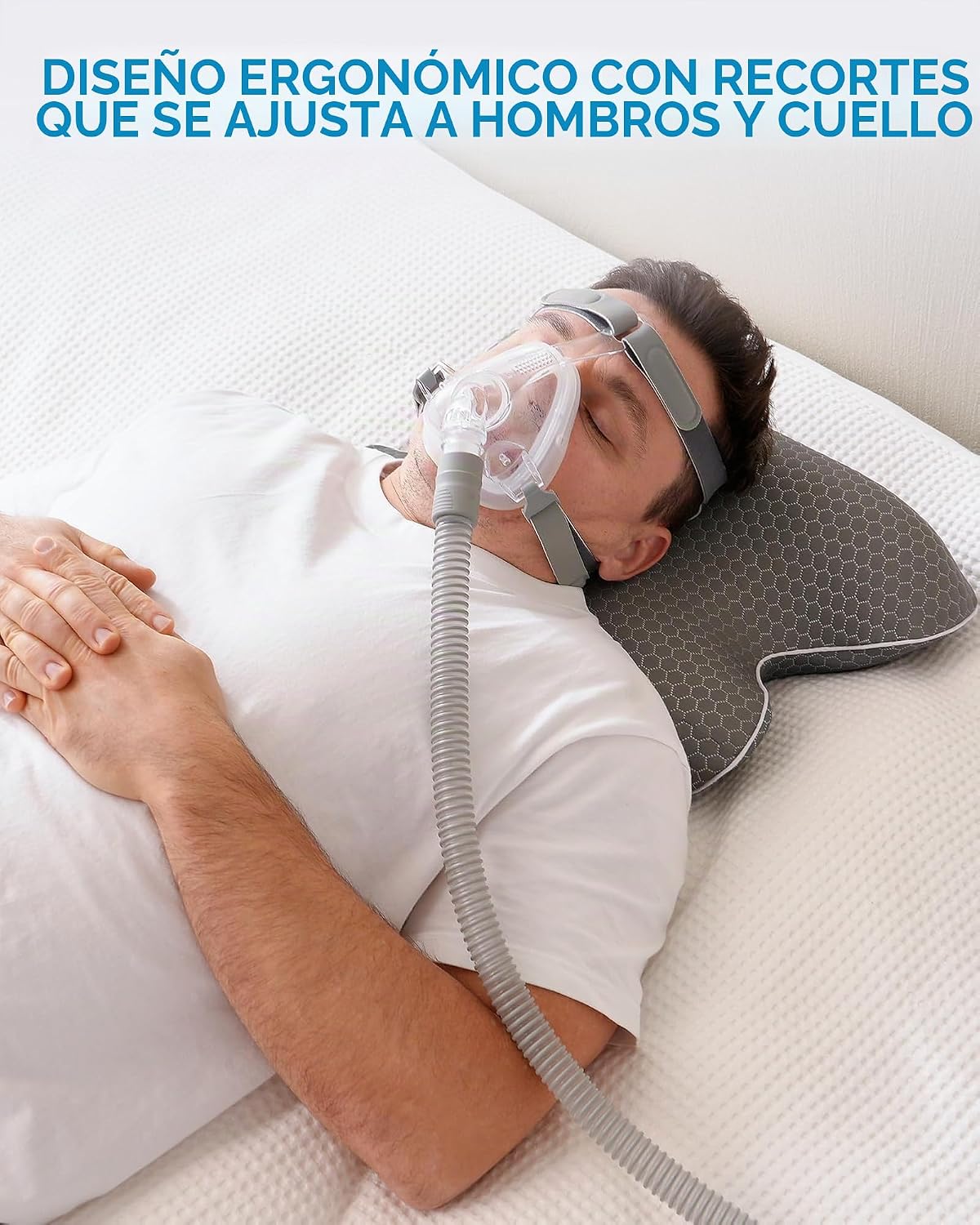 Elviros Almohada portátil CPAP para dormir de lado y espalda, almoh...