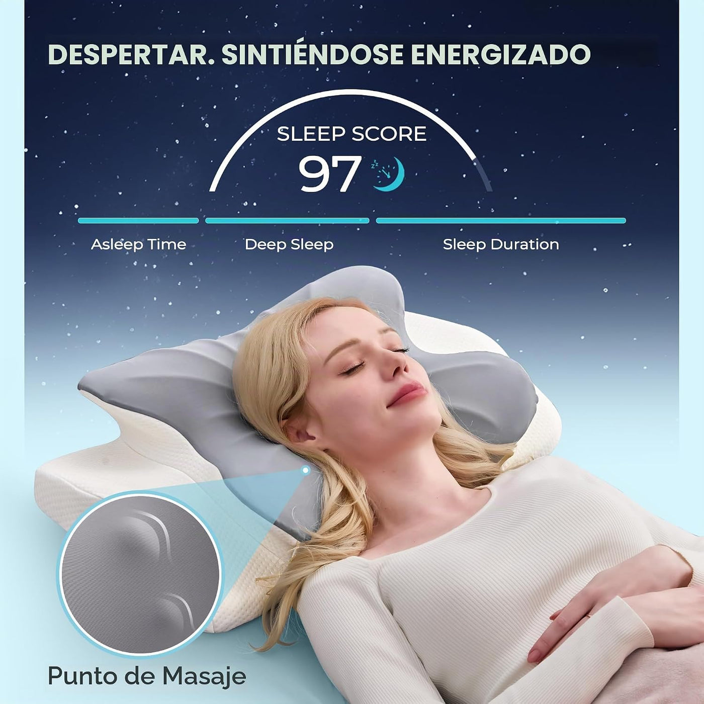 BDEUS Almohada cervical cervical para dormir, almohada ergonómica d...