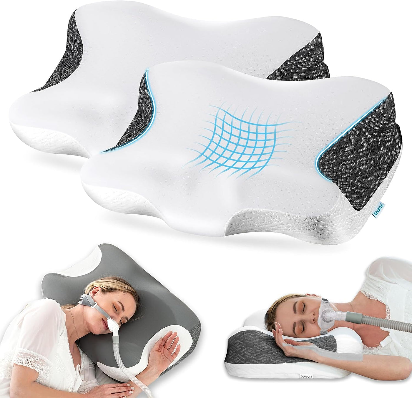 Elviros Almohada cervical para aliviar el dolor para dormir, paquet...