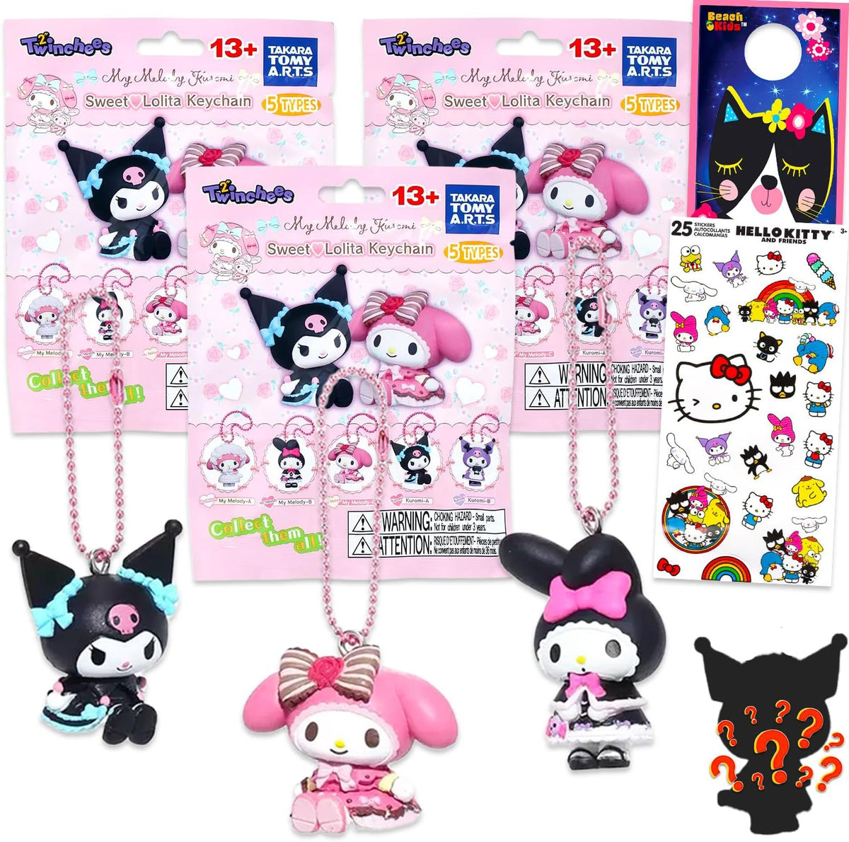 SANRIO Kuromi and My Melody - Bolsa ciega para niñas, paquete con 3...