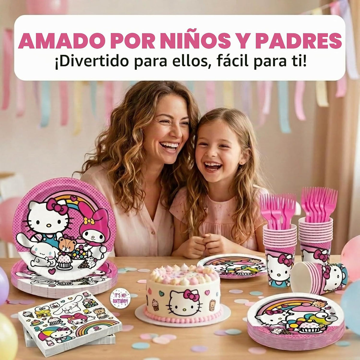 Decoraciones de cumpleaños de Hello Kitty para fiesta, platos y ser...