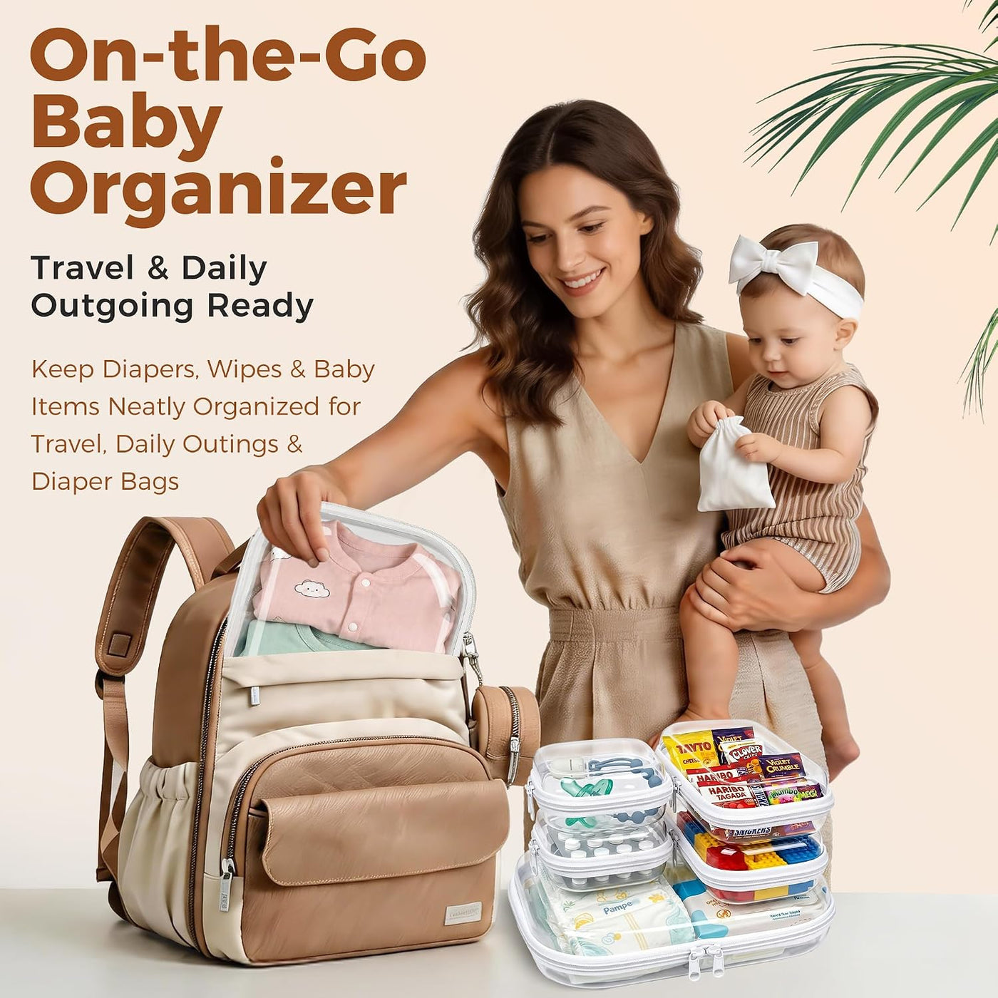 Paquete de 5 bolsas organizadoras para pañales, fundas rígidas tran...