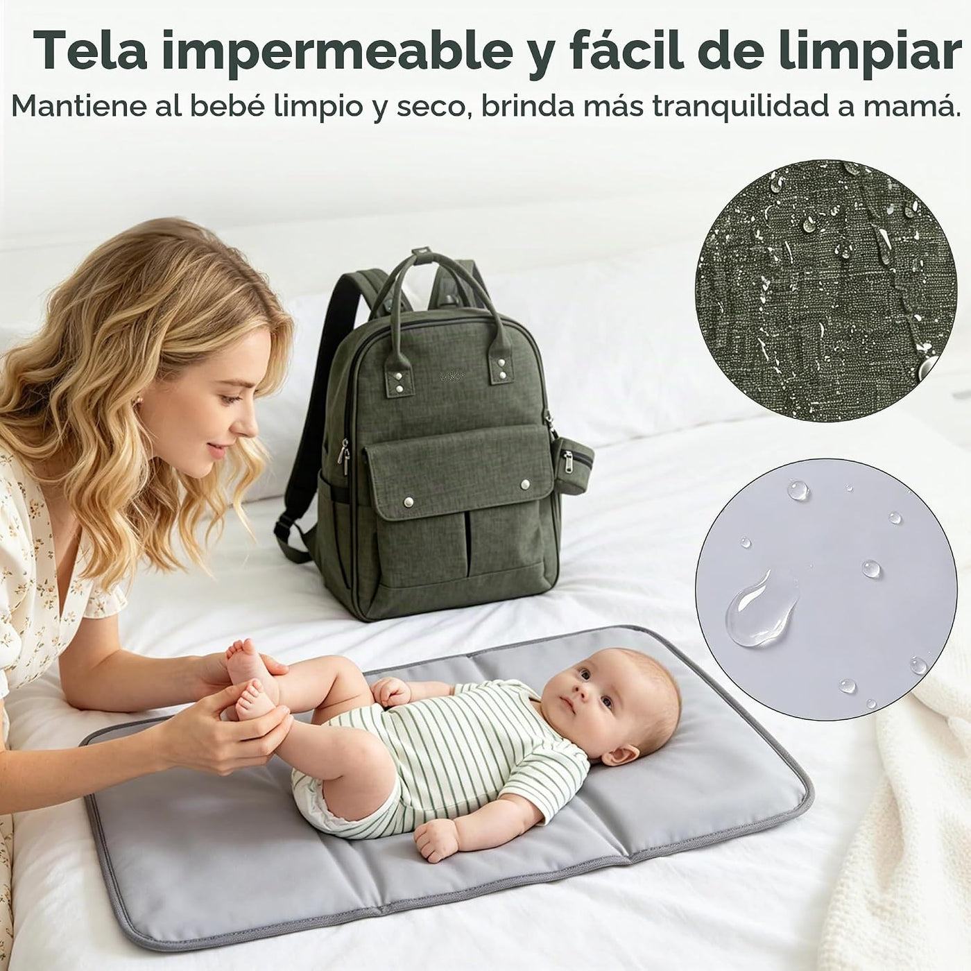 Allovely Mochila moderna para pañales para mamás y papás con bolsil...