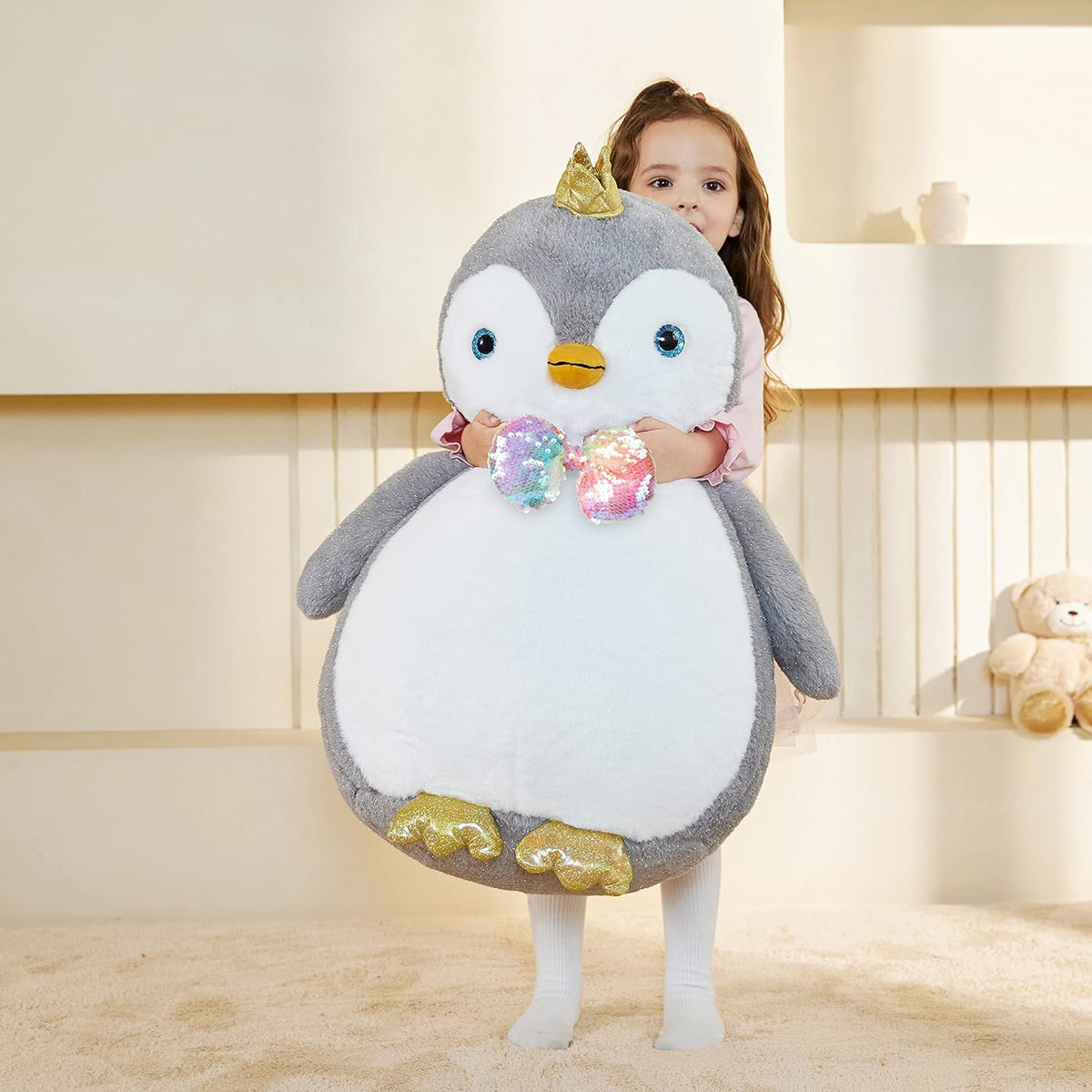 EARTHSOUND - Peluche gigante de pingüino de felpa de tamaño grande,...
