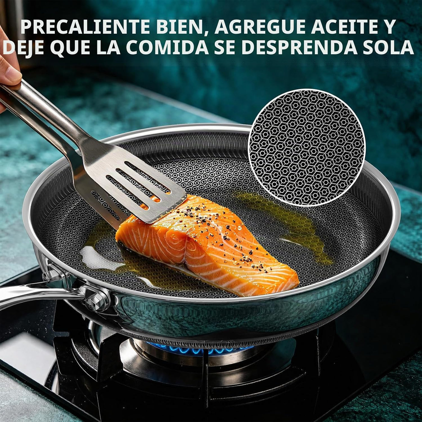 Umite Chef Juego de sartenes híbridas antiadherentes, sartén de ace...